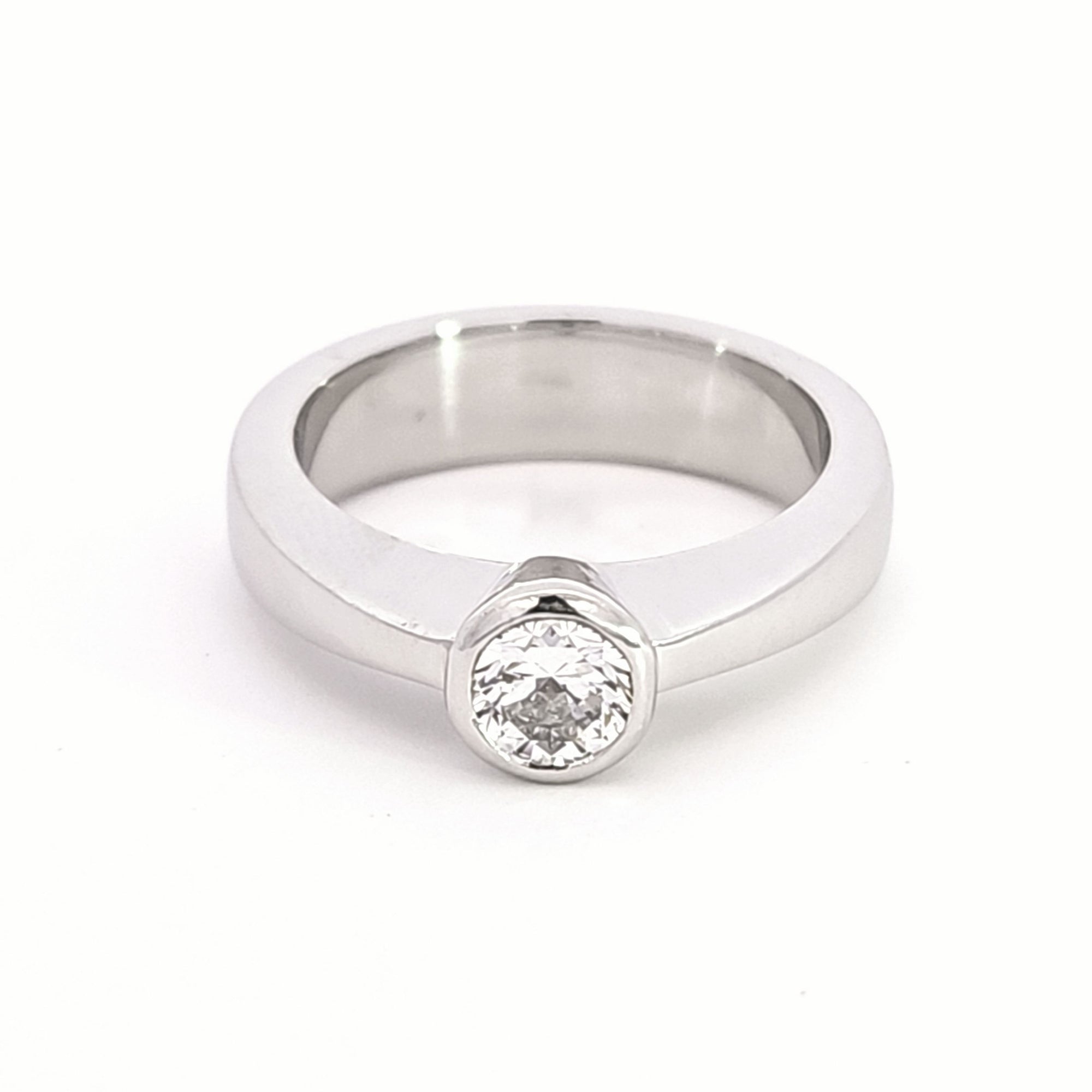 Platinum Bezel Set Canadian Diamond Engagement Ring | 0.70ct | SZ 7 |