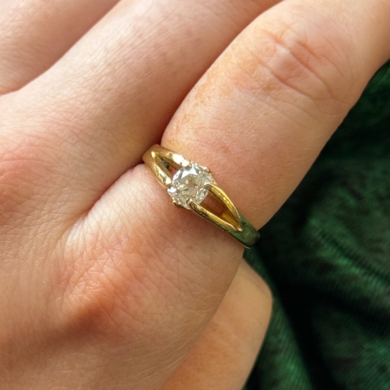 Split Shank Old Mine Solitaire Engagement Ring | 0.65ct | SZ 7.25 |