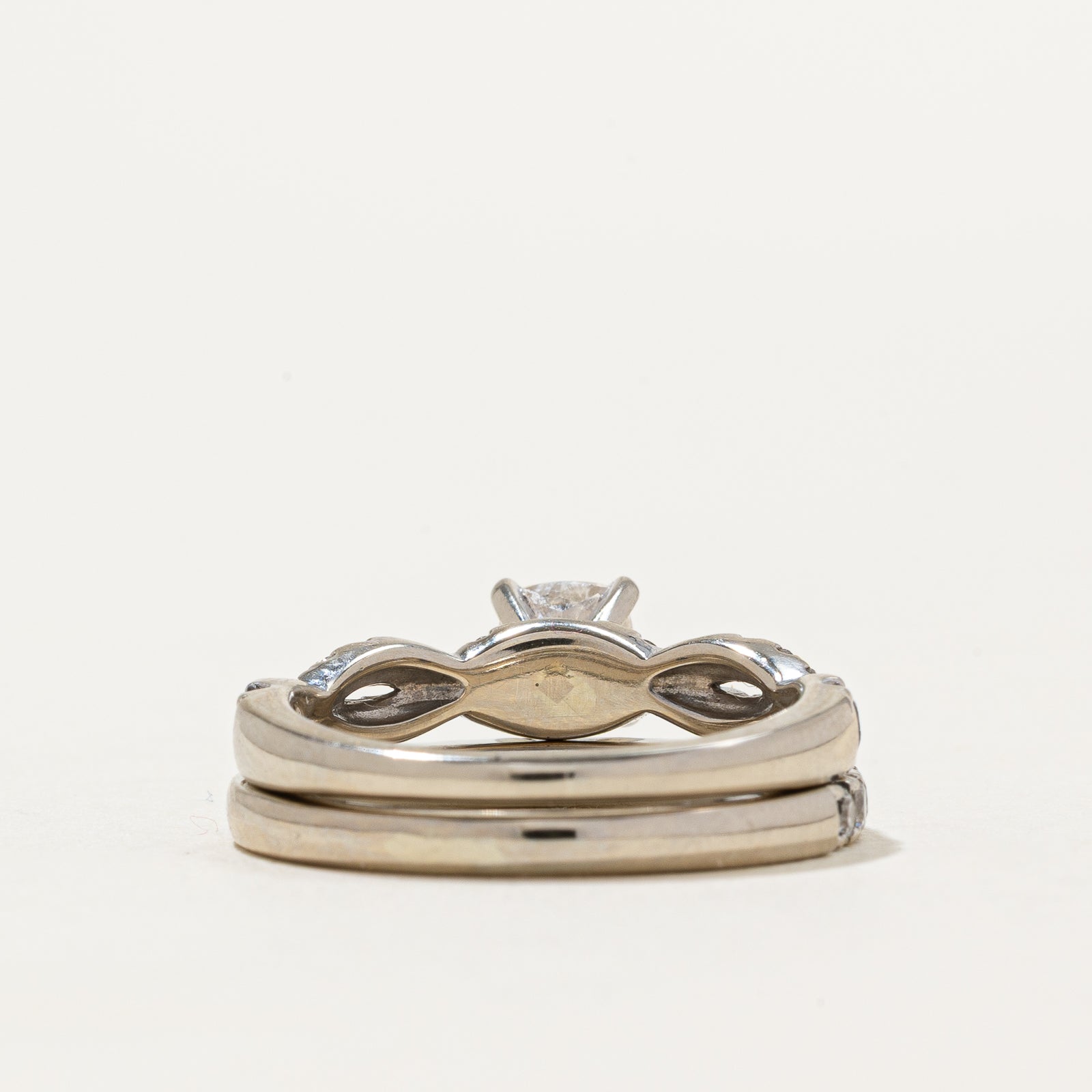 'Vera Wang' GIA Cushion Cut Semi Eternity Diamond Wedding Ring Set | 0.74ctw | SZ 6.5