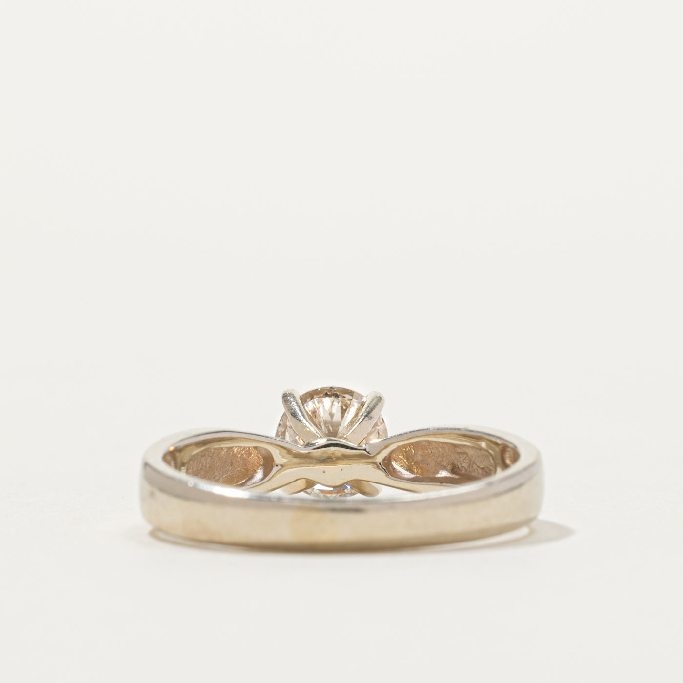 14k White Gold Solitaire Diamond Reverse Tapered Ring | 0.67ct I2 K | SZ 5.75
