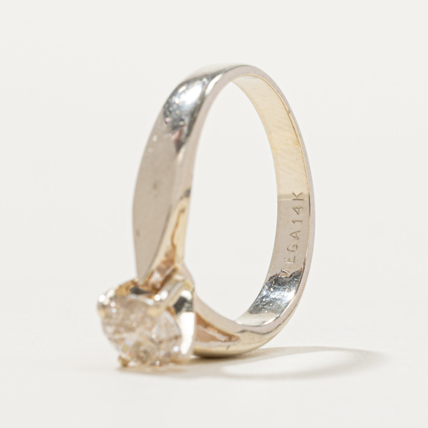 14k White Gold Solitaire Diamond Reverse Tapered Ring | 0.67ct I2 K | SZ 5.75