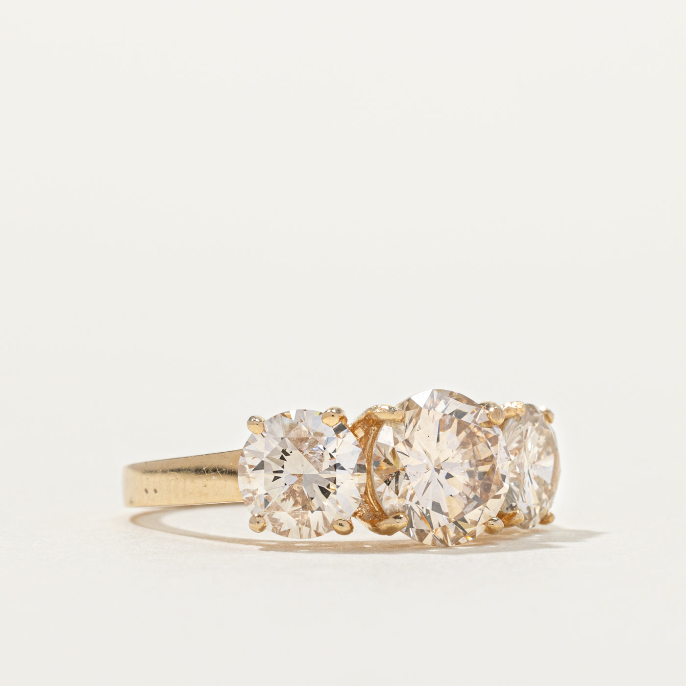 14k Three Stone Diamond Ring | 2.95ctw I1/I2 J/K | SZ 5.75