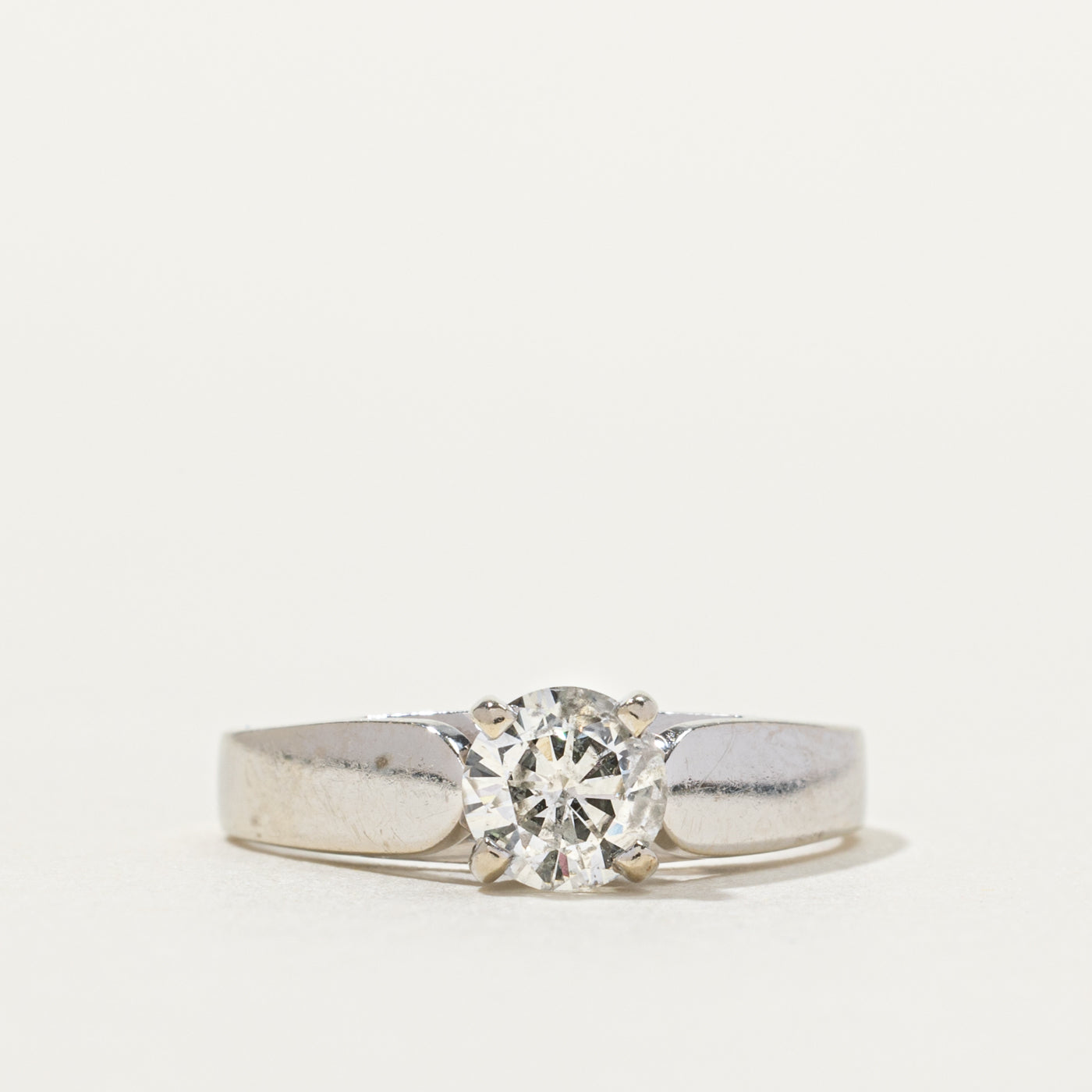 14k White Gold Solitaire Diamond Ring | 0.59ct I2 H/I | SZ 4.75