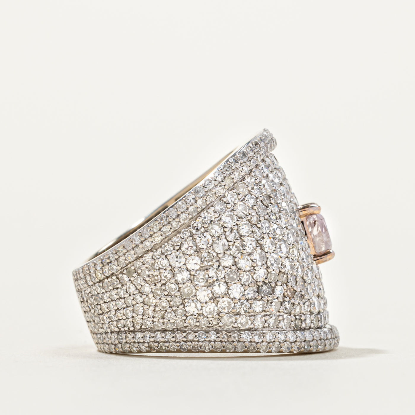 GIA Fancy Brownish Pink Diamond Pavé Accented Chunky Band | 1.0ct I2/I3, 6.50ctw | SZ 7.0