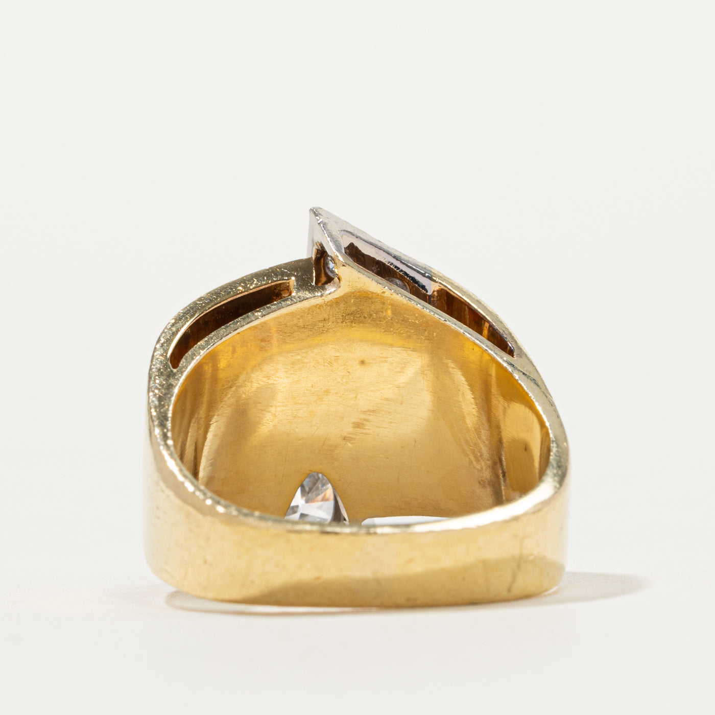 18k Pear Cut Diamond Accented Chunky Ring | 1.33ct I1 H, 0.36ctw | SZ 5.0