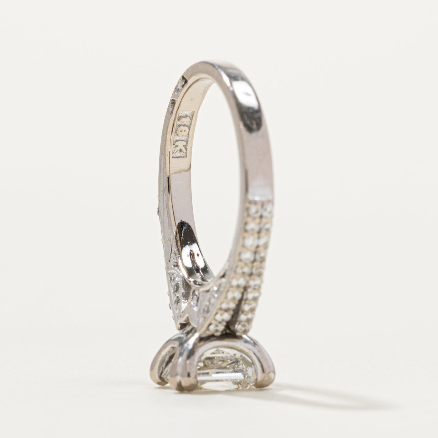 'Tacori' 18k Radiant Cut Diamond Accented Ring | 1.50ct VVS1/VVS2 H/I, 0.30ctw | SZ 4.75