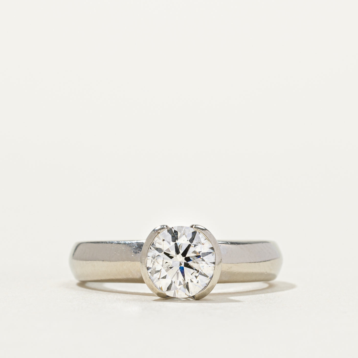 14k Semi Bezel Solitaire Diamond Ring | 0.97ct I1 G/H | SZ 6.0