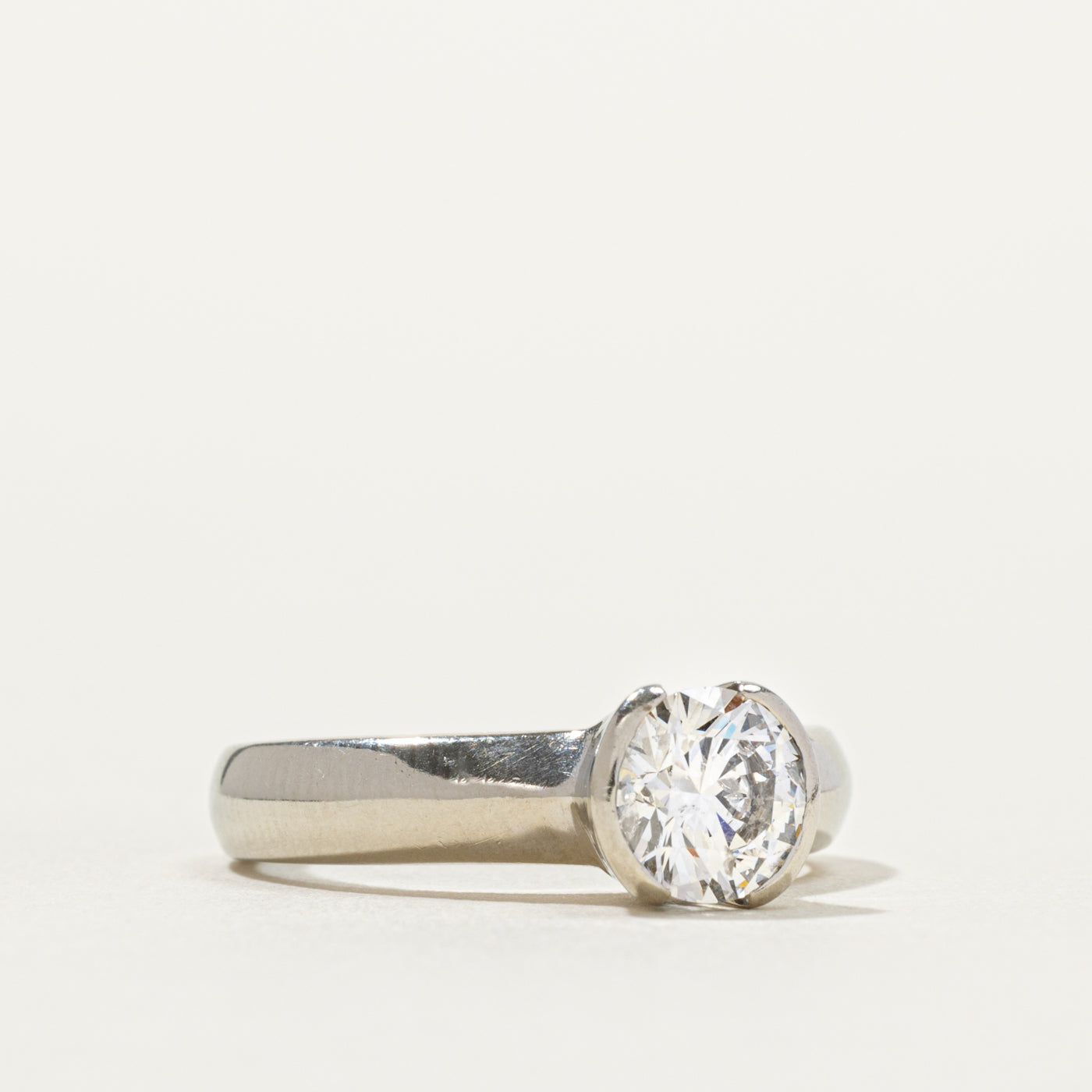 14k Semi Bezel Solitaire Diamond Ring | 0.97ct I1 G/H | SZ 6.0