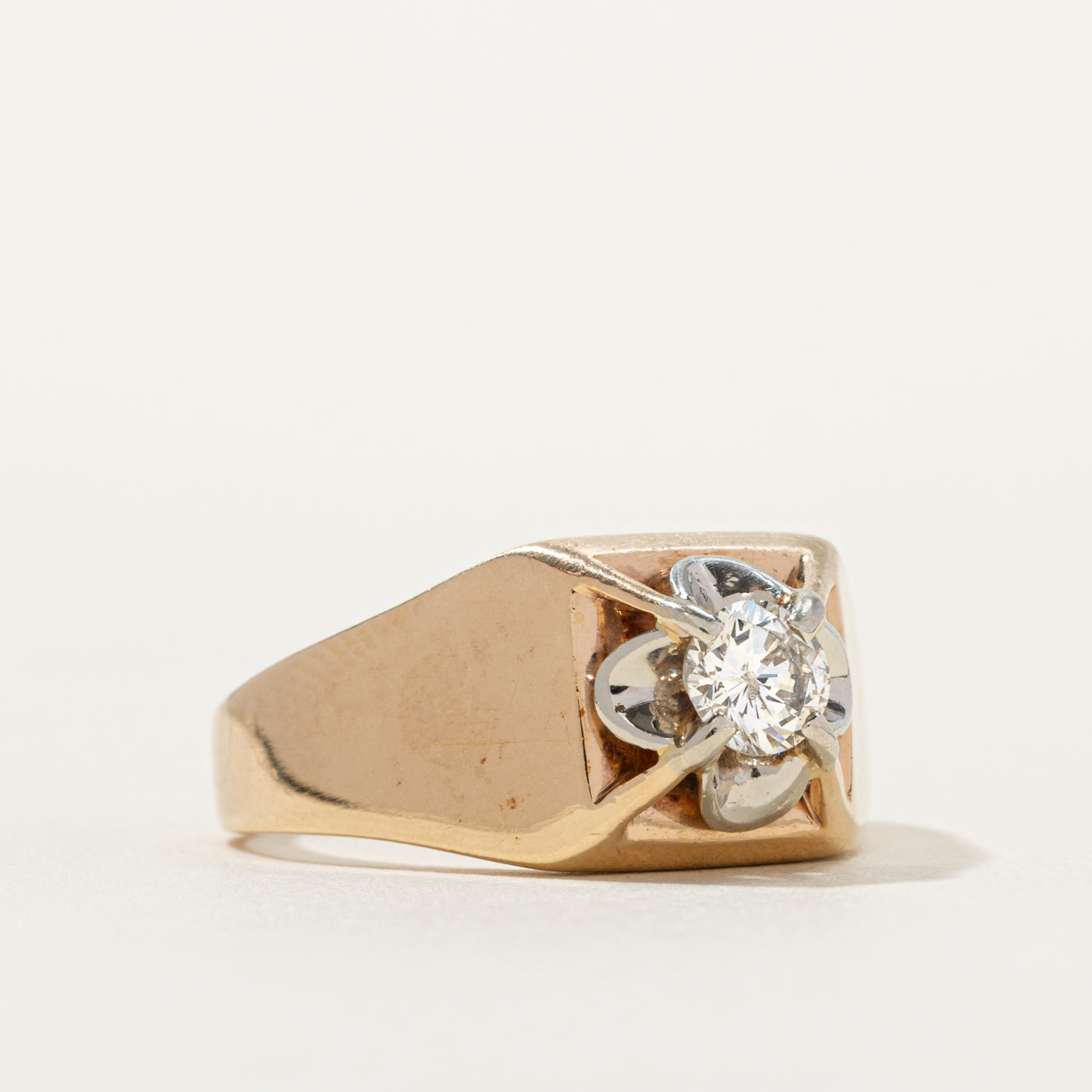 10k Belcher Set Diamond Chunky Ring | 0.61ct I2 K/L | SZ 12.25