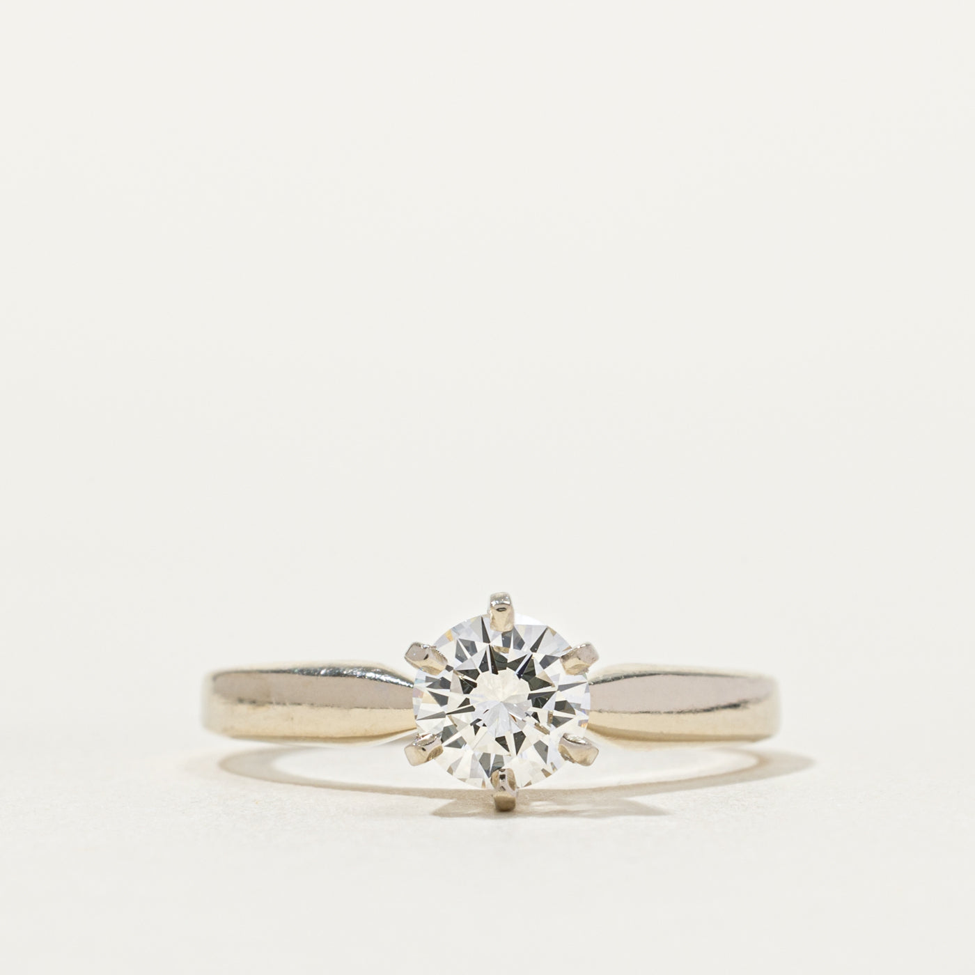 18k Six Prong Solitaire Round Brilliant Cut Diamond Ring | 0.61ct VS2/SI1 G | SZ 6.5