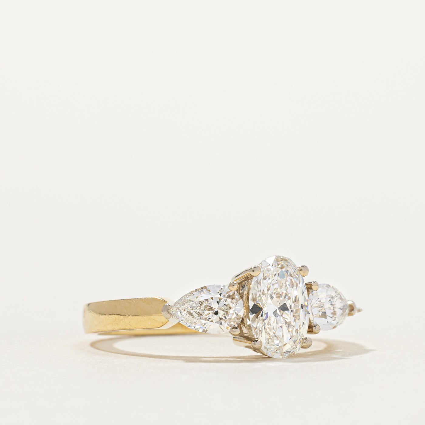 'Birks' 18k Oval Cut Diamond Accented Engagement Ring | 1.03ct VS2 F/G, 0.80ctw | SZ 8.5