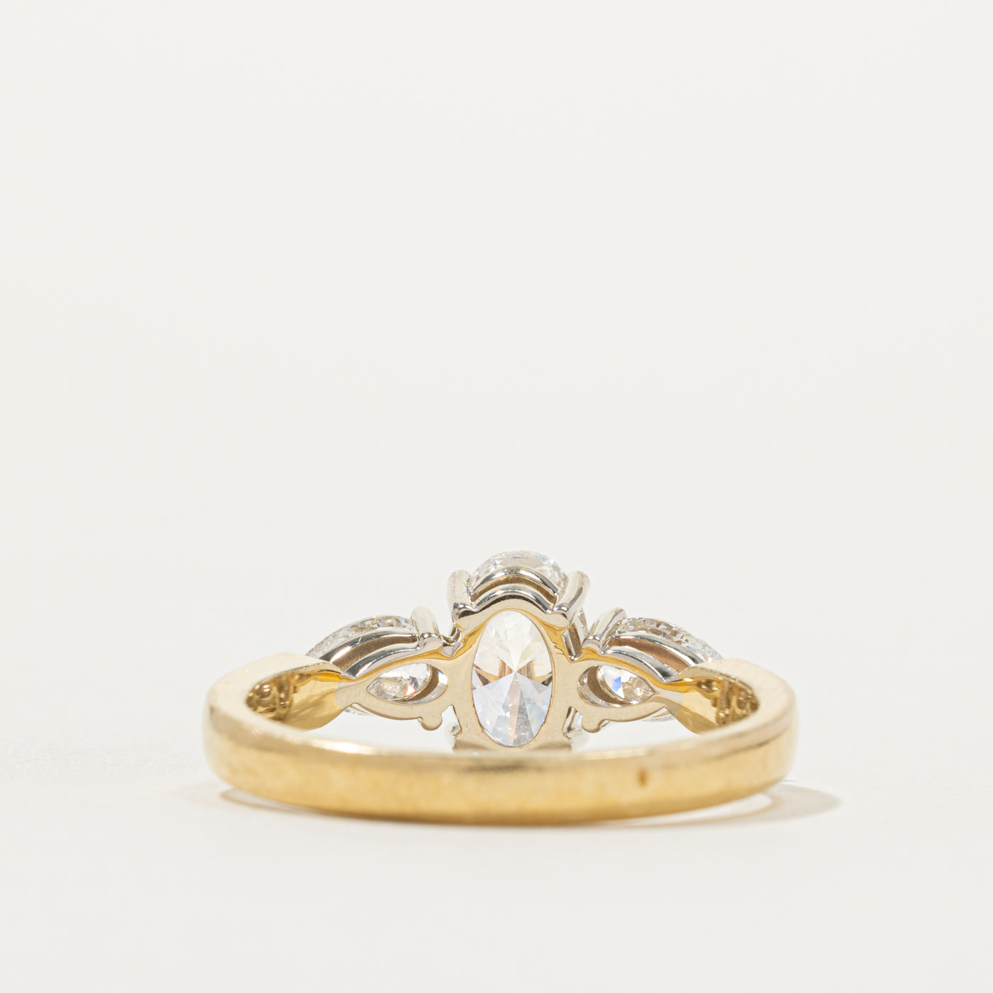 'Birks' 18k Oval Cut Diamond Accented Engagement Ring | 1.03ct VS2 F/G, 0.80ctw | SZ 8.5