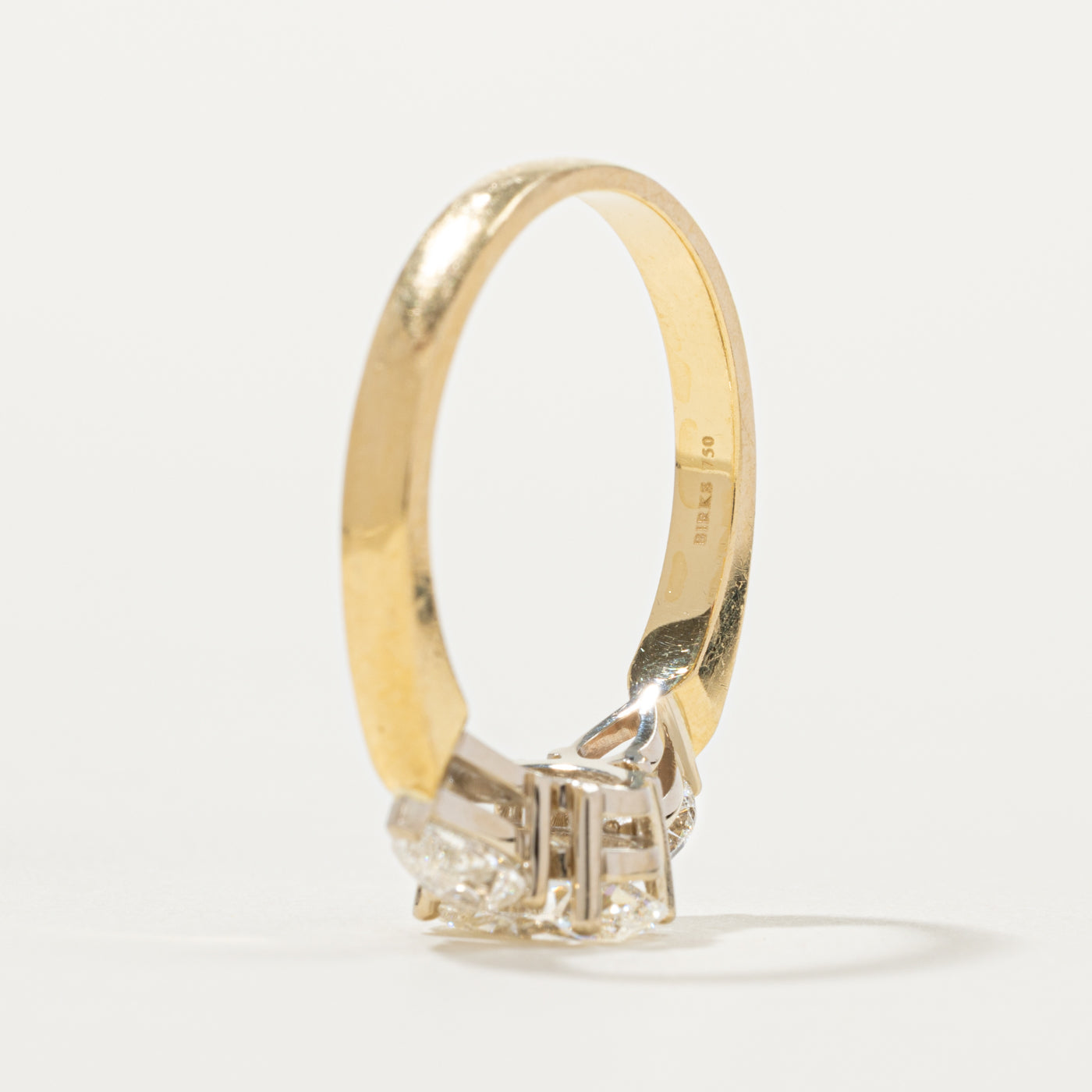 'Birks' 18k Oval Cut Diamond Accented Engagement Ring | 1.03ct VS2 F/G, 0.80ctw | SZ 8.5