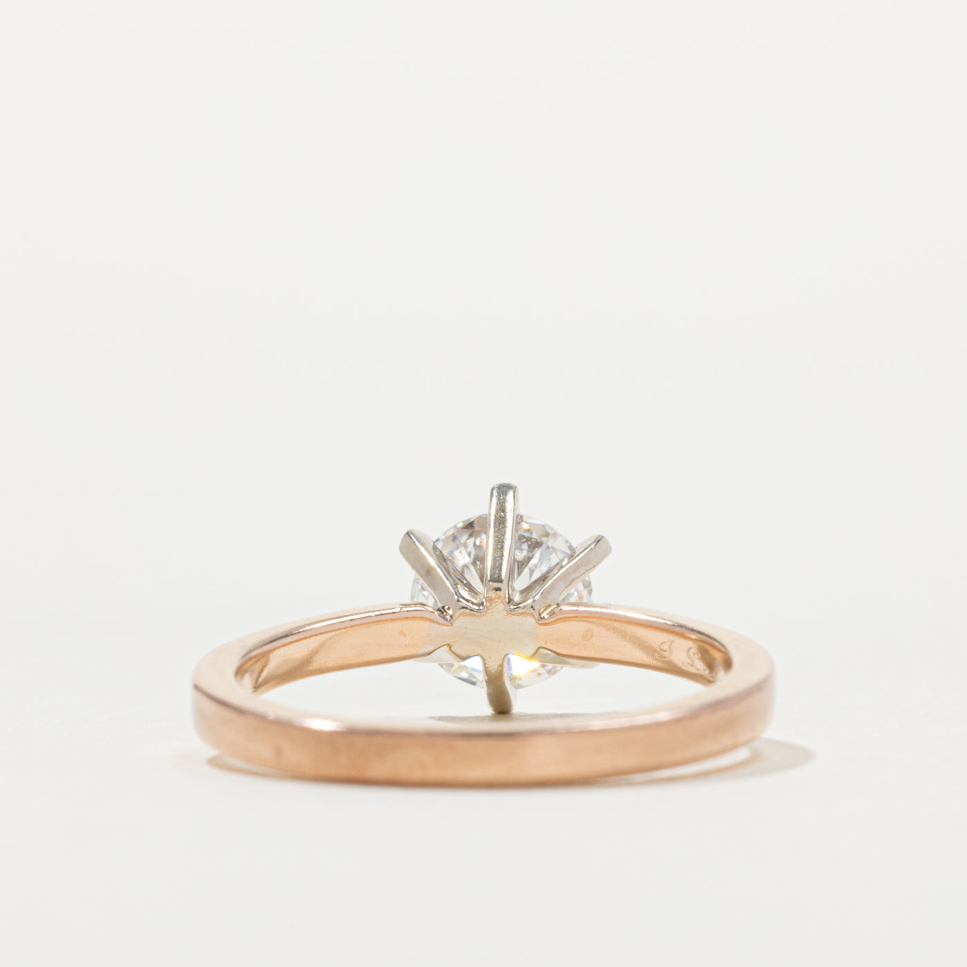 14k Rose Gold Six Prong Round Brilliant Cut Diamond Ring | 1.15ct VVS2 G | SZ 7.0