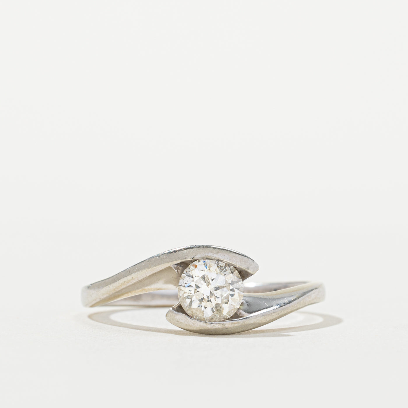 19k Solitaire Diamond Bypass Ring | 0.66ct I1/I2 J/K | SZ 9.75