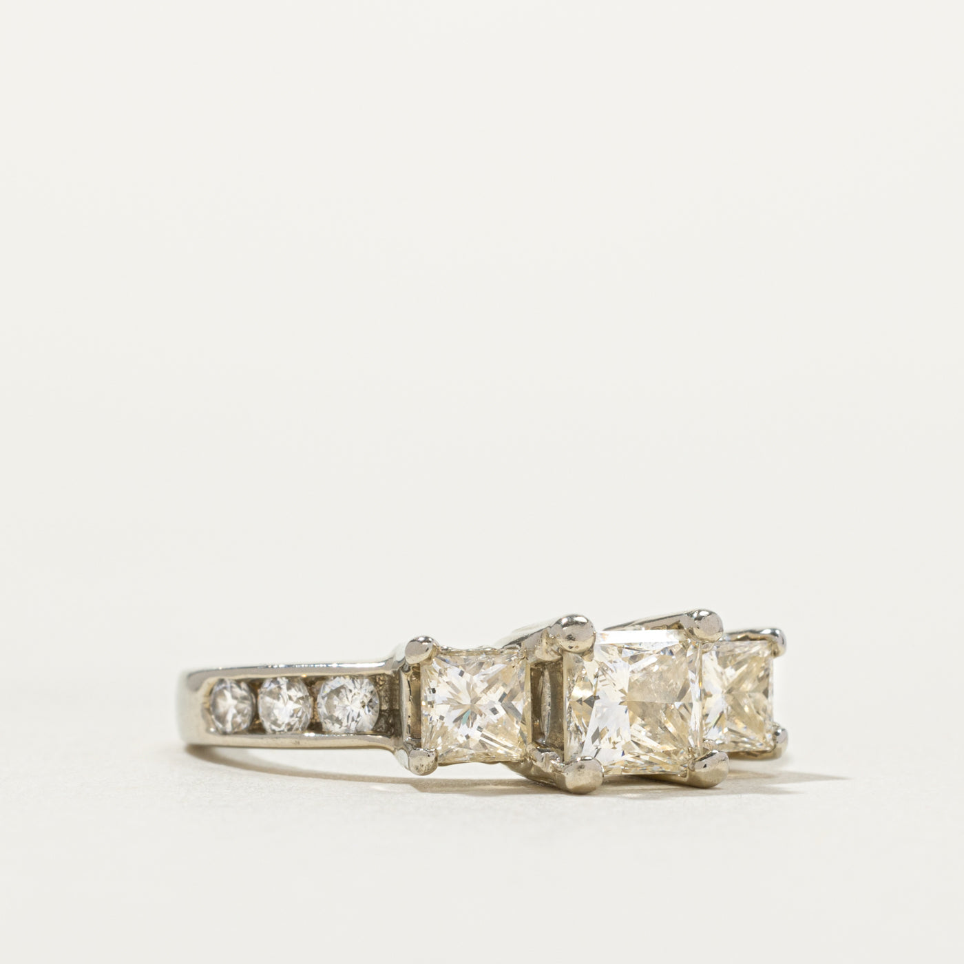 Canadian Princess Cut Diamond Accented Ring | 0.90ct SI2 I, 0.99ctw | SZ 7.5