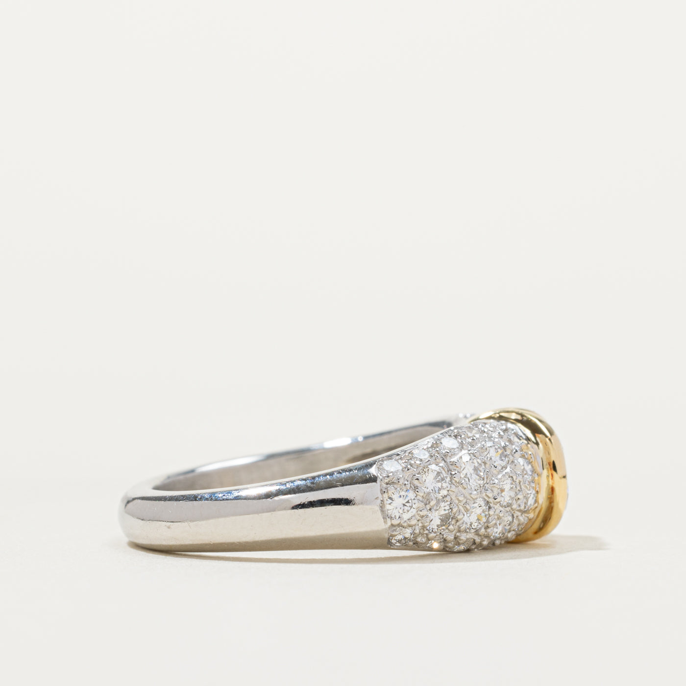 Bezel Set Diamond Pavé Set Dome Ring | 0.70ct SI1 F/G, 0.85ctw | SZ 7.75
