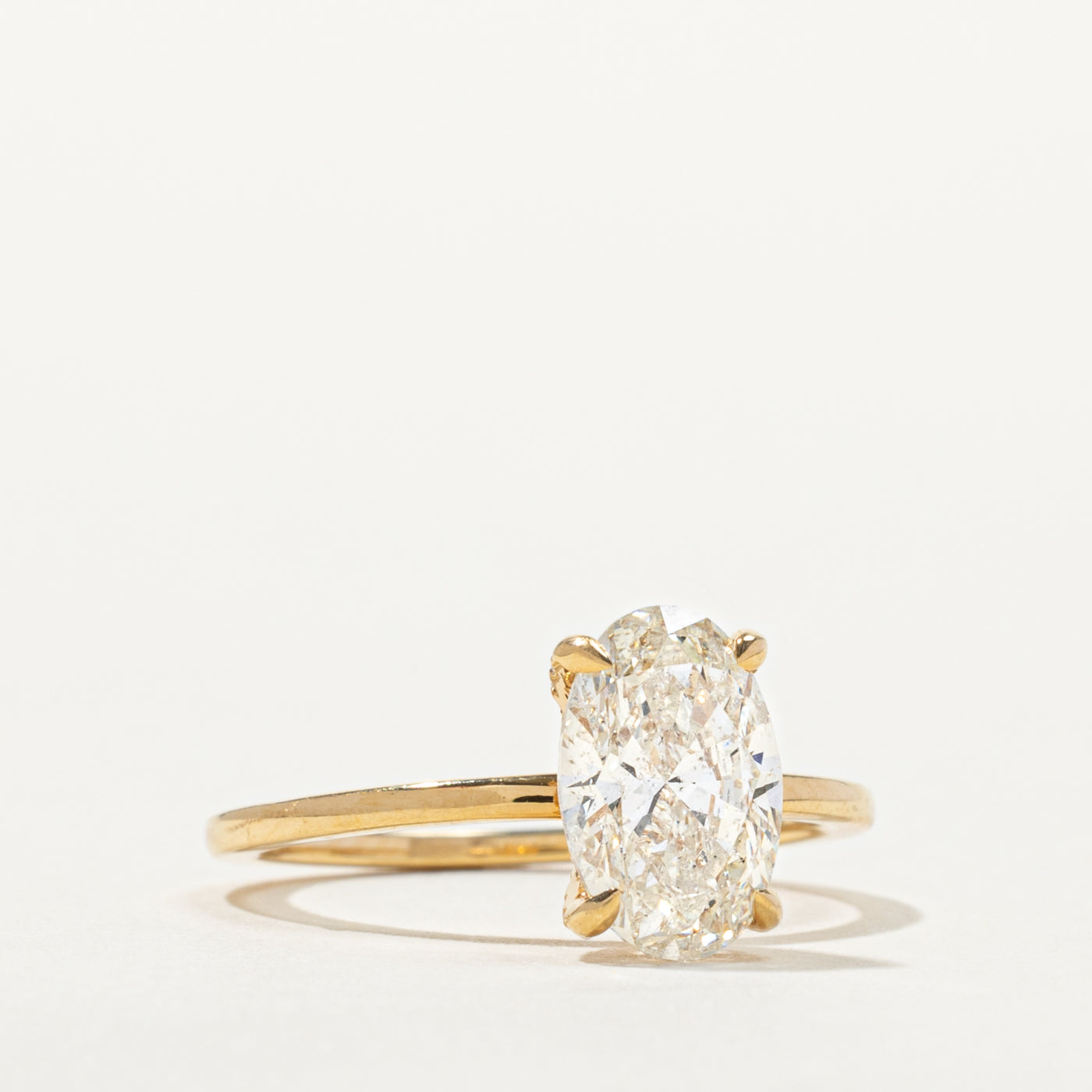 HRD Oval Cut Solitaire Diamond Hidden Halo Ring | 1.70ct SI2 J, 0.09ctw | SZ 5.5