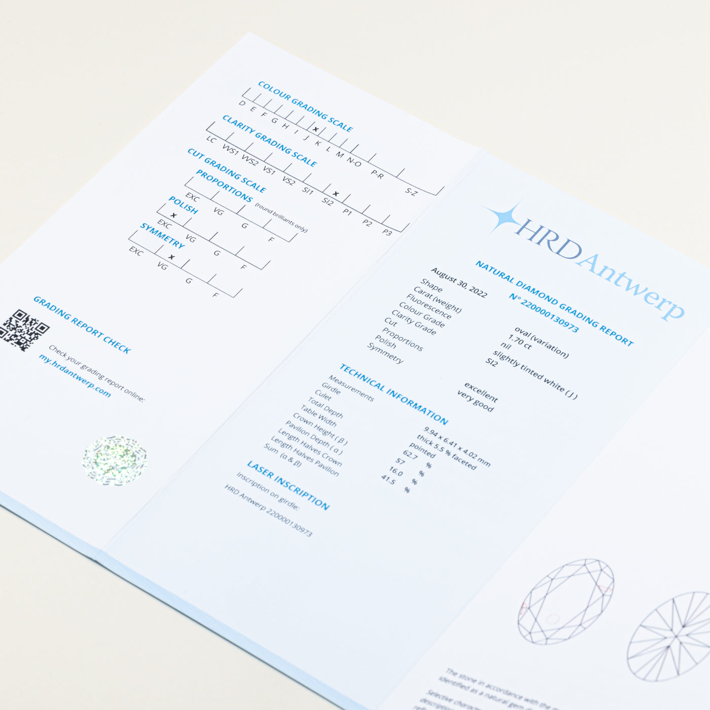 HRD Oval Cut Solitaire Diamond Hidden Halo Ring | 1.70ct SI2 J, 0.09ctw | SZ 5.5