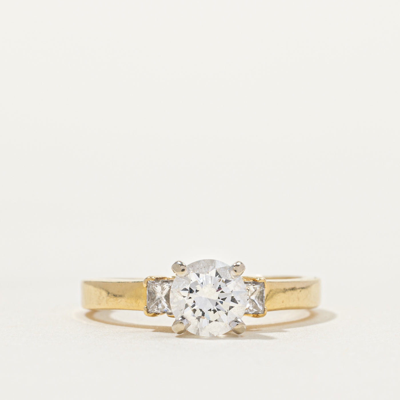 GIA Round Brilliant Cut Diamond Accented Ring | GIA 0.62ct VVS1 F, 0.18ctw | SZ 3.5