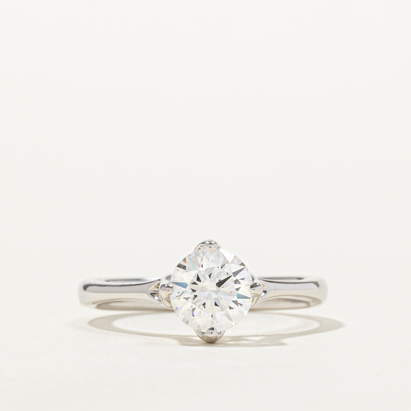GIA Round Brilliant Cut Solitaire Diamond Ring | GIA 1.09ct SI2 F Ex | SZ 7.0