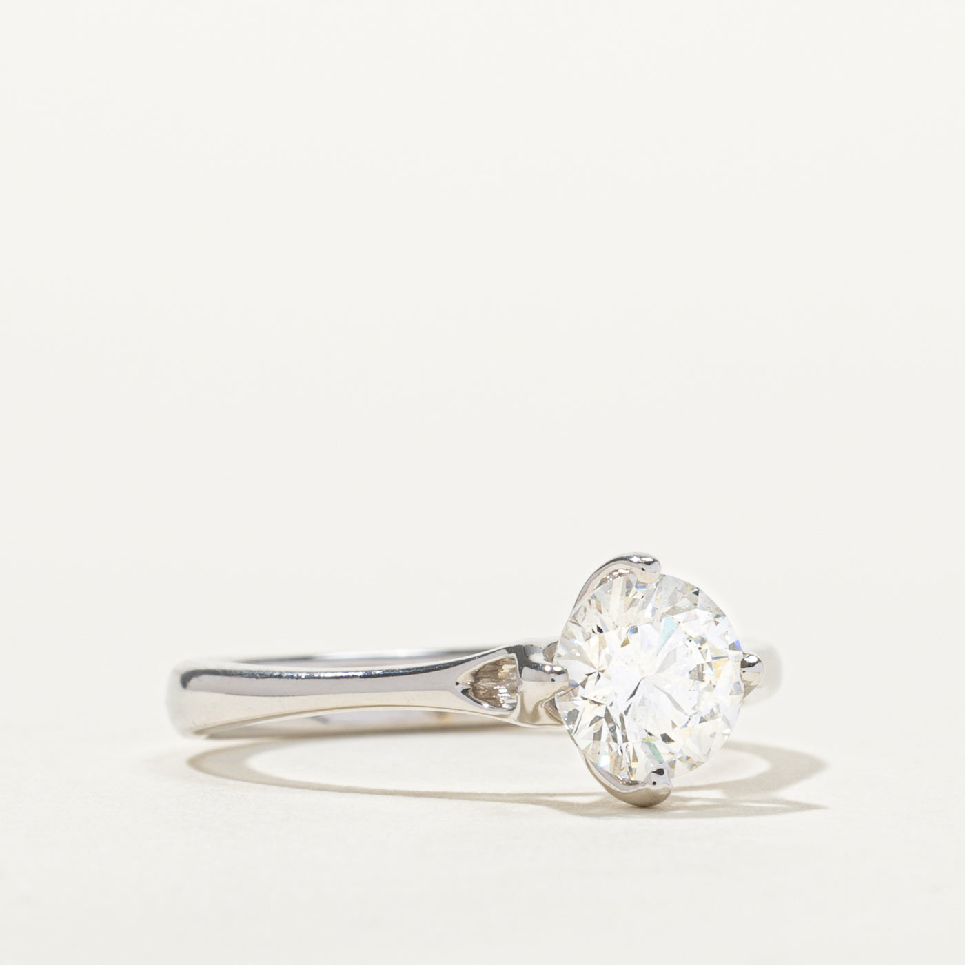 GIA Round Brilliant Cut Solitaire Diamond Ring | GIA 1.09ct SI2 F Ex | SZ 7.0