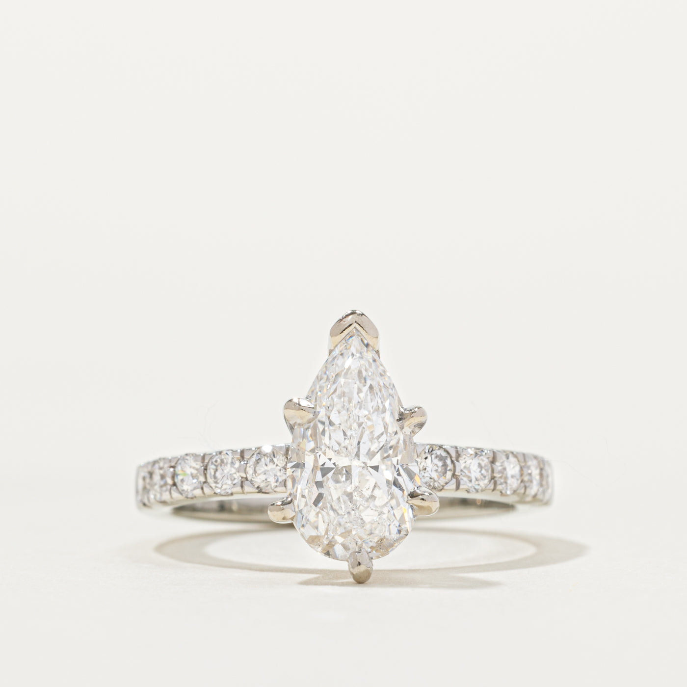 14k Pear Cut Diamond Accented Ring | 1.80ct I1 G, 0.30ctw | SZ 6.0