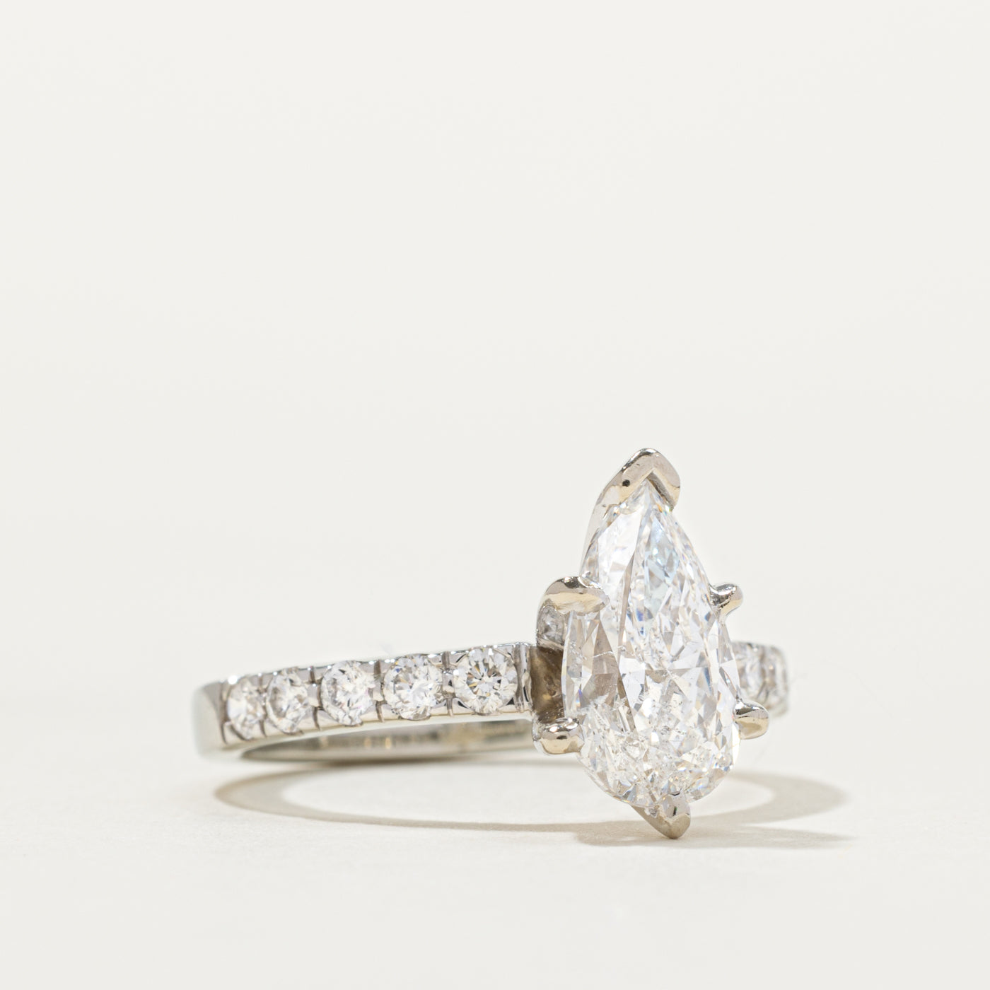 14k Pear Cut Diamond Accented Ring | 1.80ct I1 G, 0.30ctw | SZ 6.0