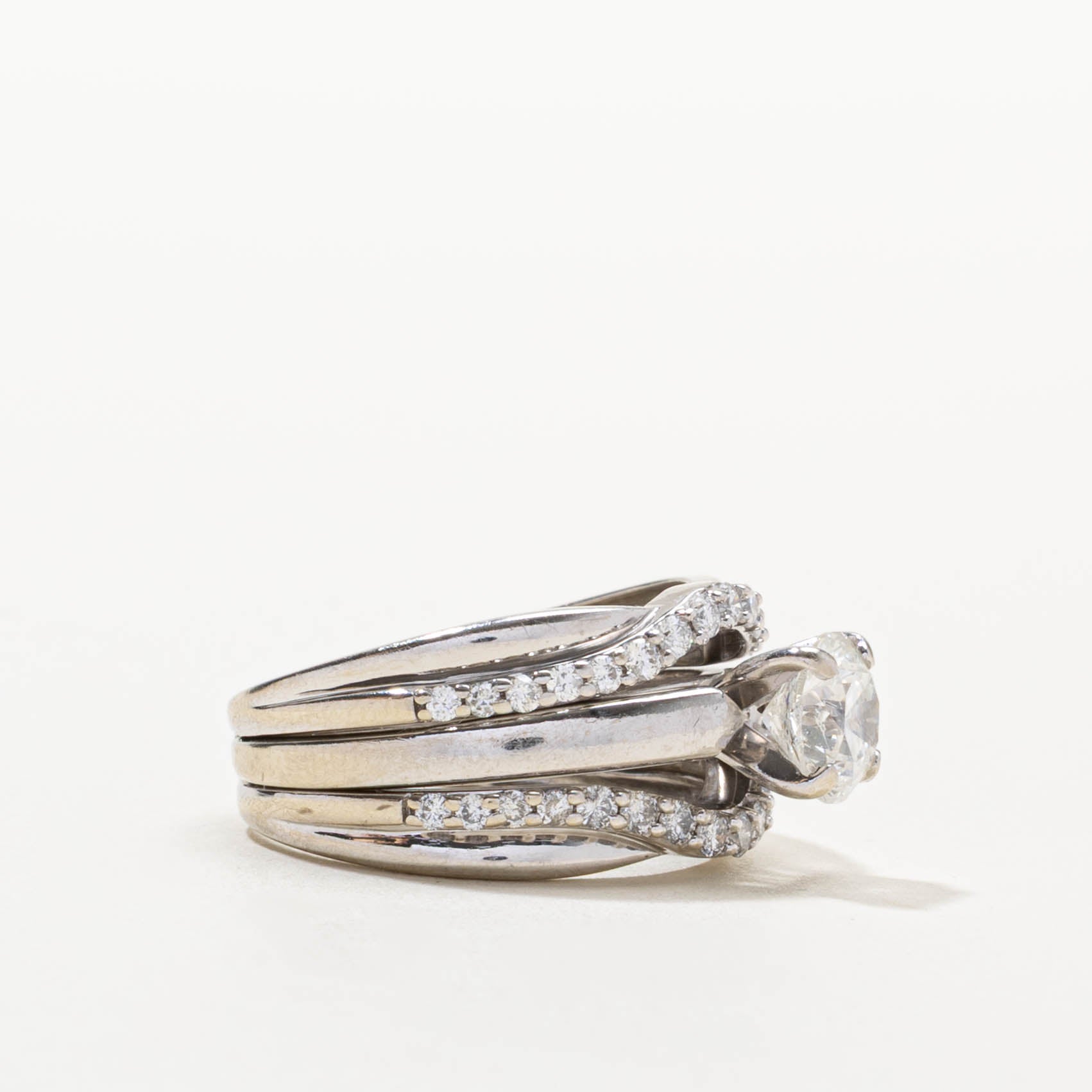 14k Multi-Row Diamond Split Ring | 1.65ctw | SZ 7