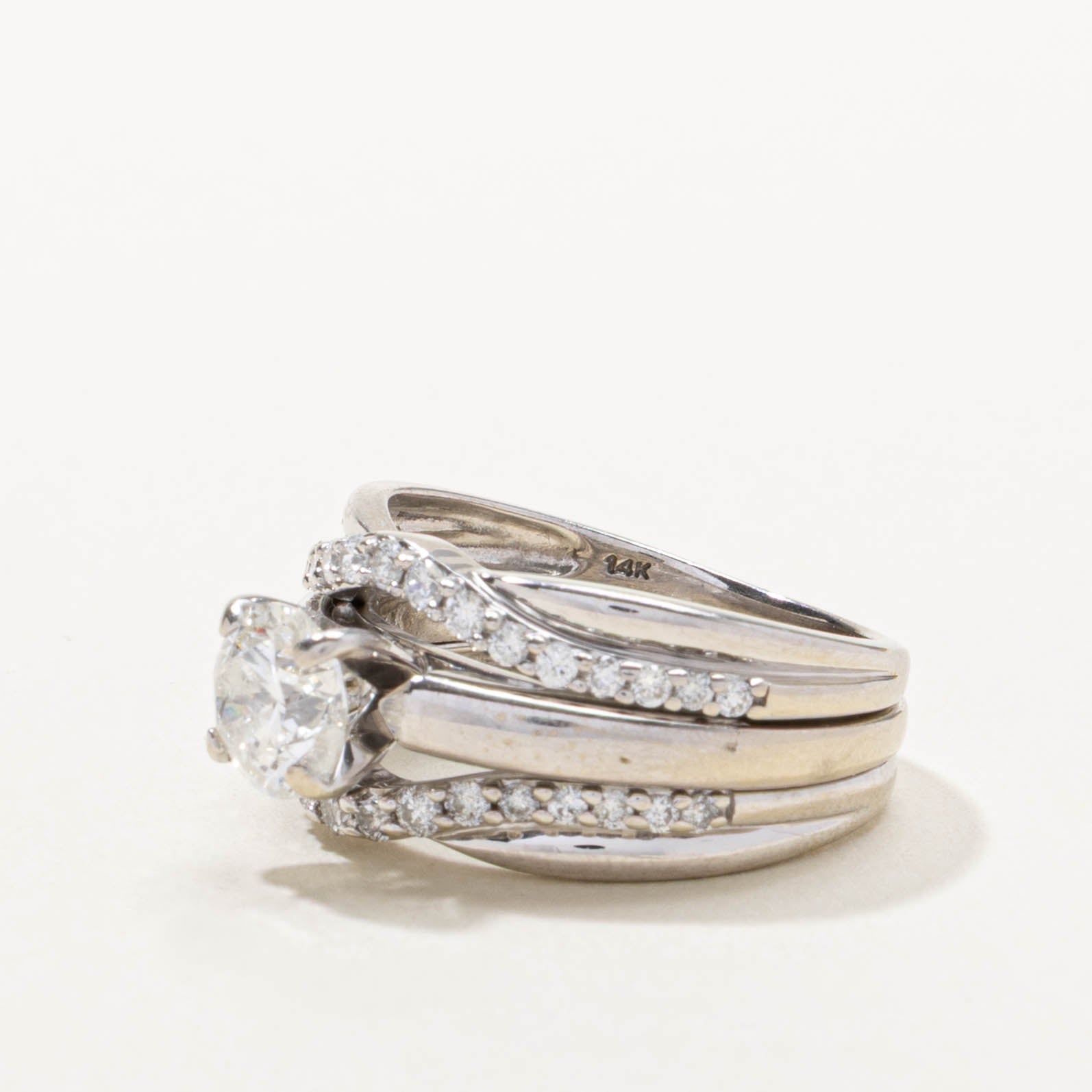14k Multi-Row Diamond Split Ring | 1.65ctw | SZ 7