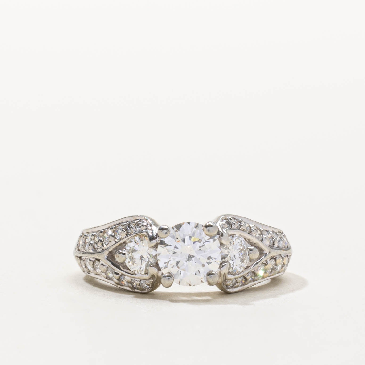 19k Pave Set Diamond Buckle Style Ring | 1.31ctw | SZ 5.75