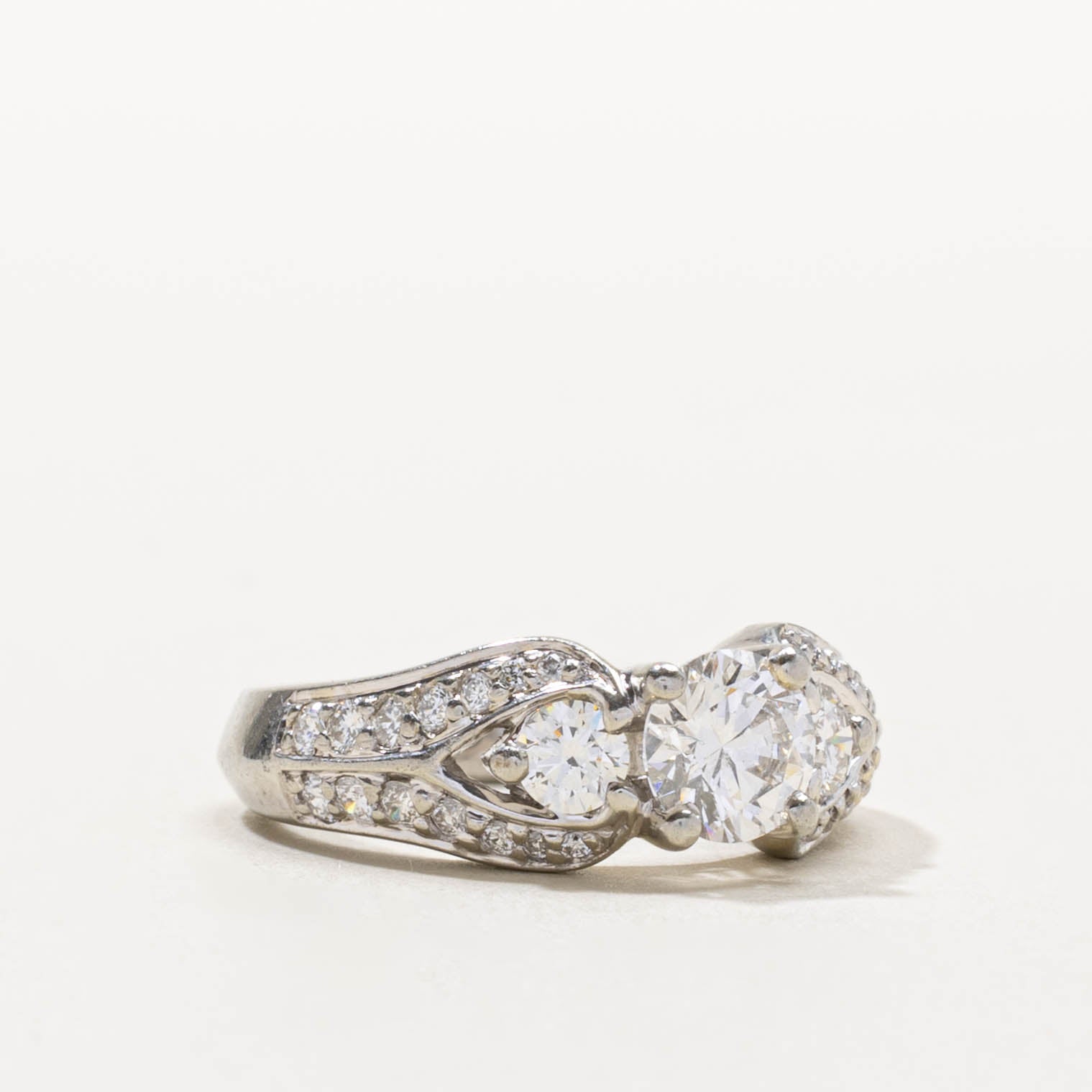 19k Pave Set Diamond Buckle Style Ring | 1.31ctw | SZ 5.75