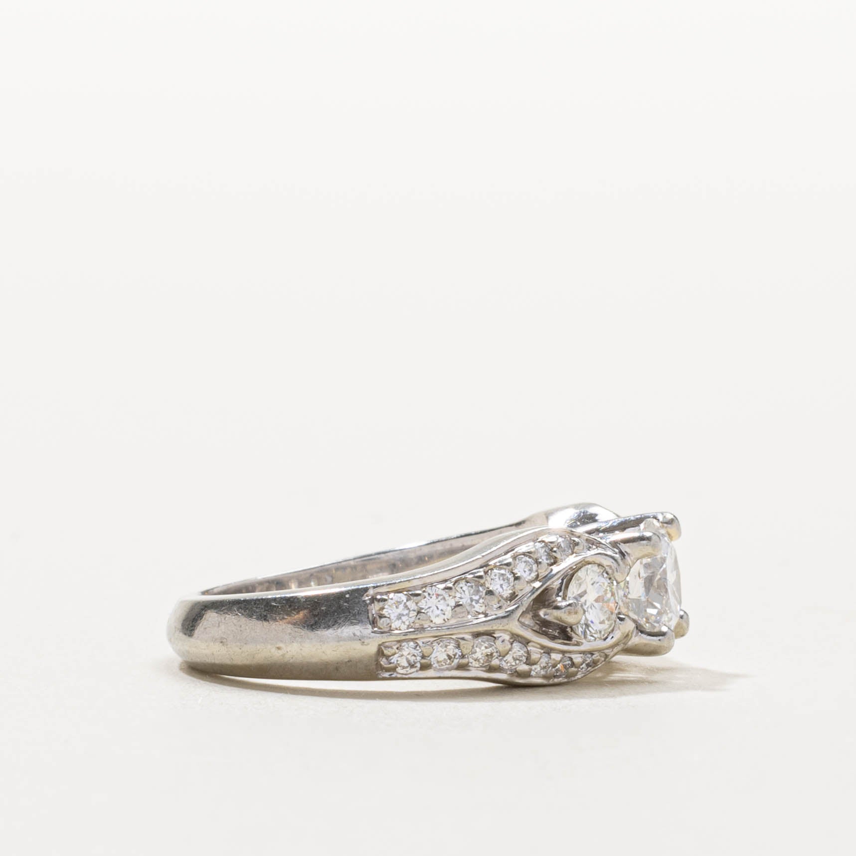 19k Pave Set Diamond Buckle Style Ring | 1.31ctw | SZ 5.75