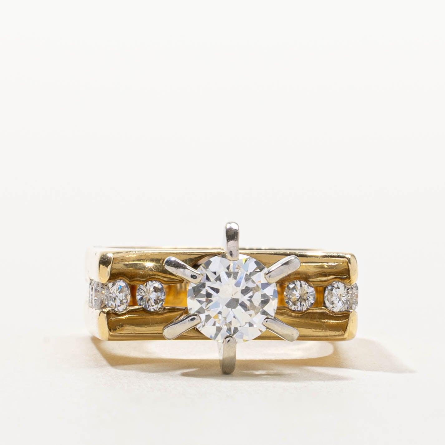 18k Six Prong Diamond Grooved Ring | 1.80ctw | SZ 4.25