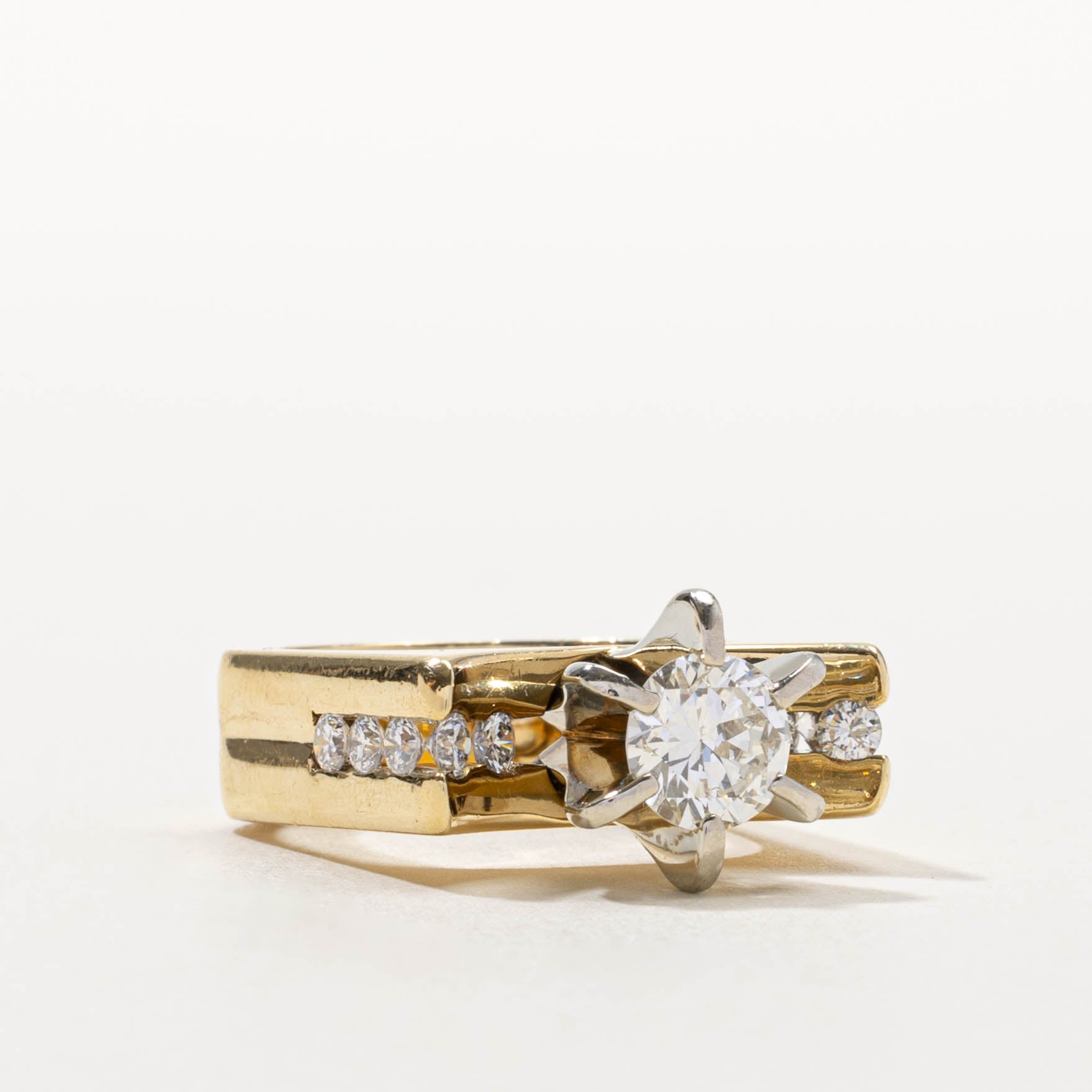 18k Six Prong Diamond Grooved Ring | 1.80ctw | SZ 4.25