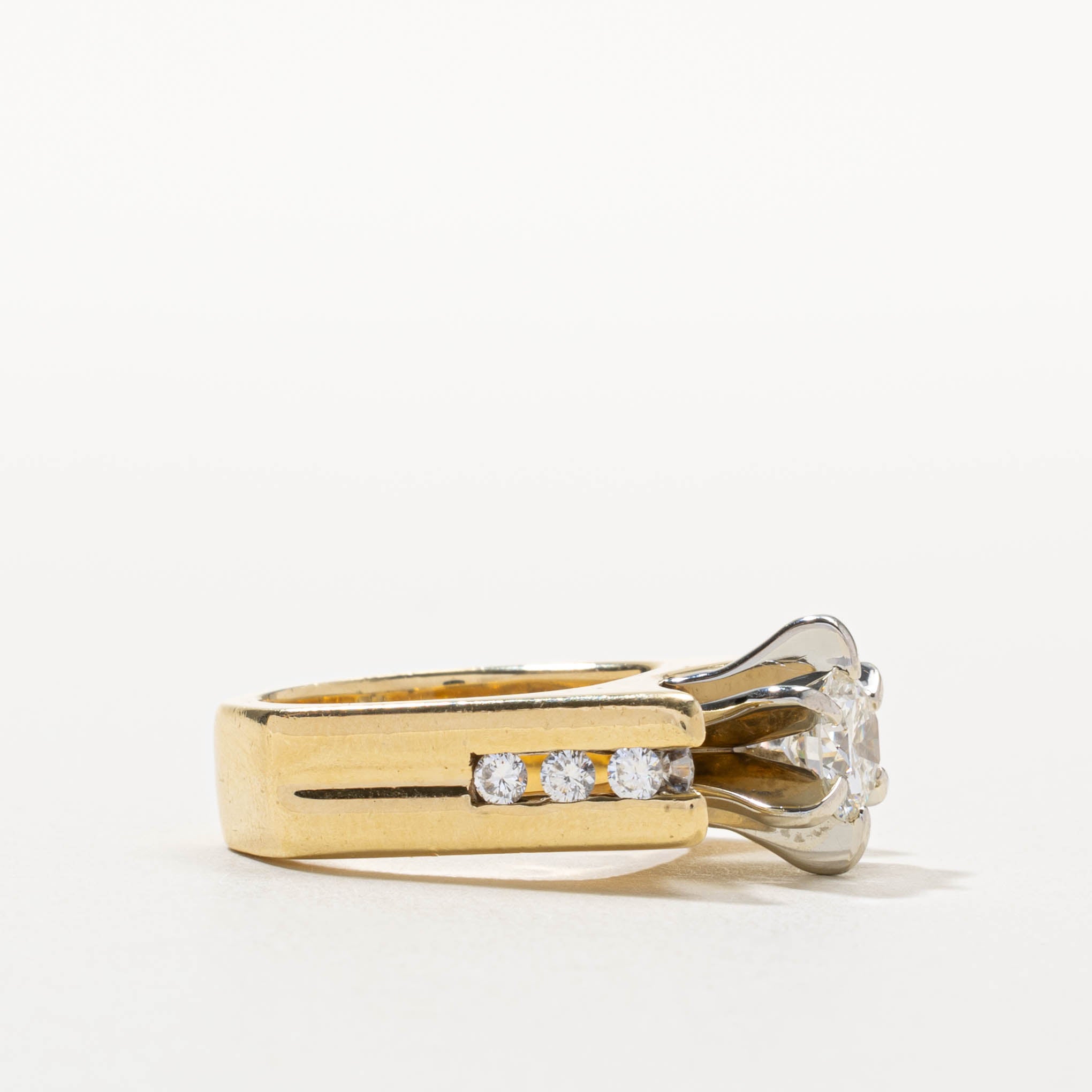 18k Six Prong Diamond Grooved Ring | 1.80ctw | SZ 4.25