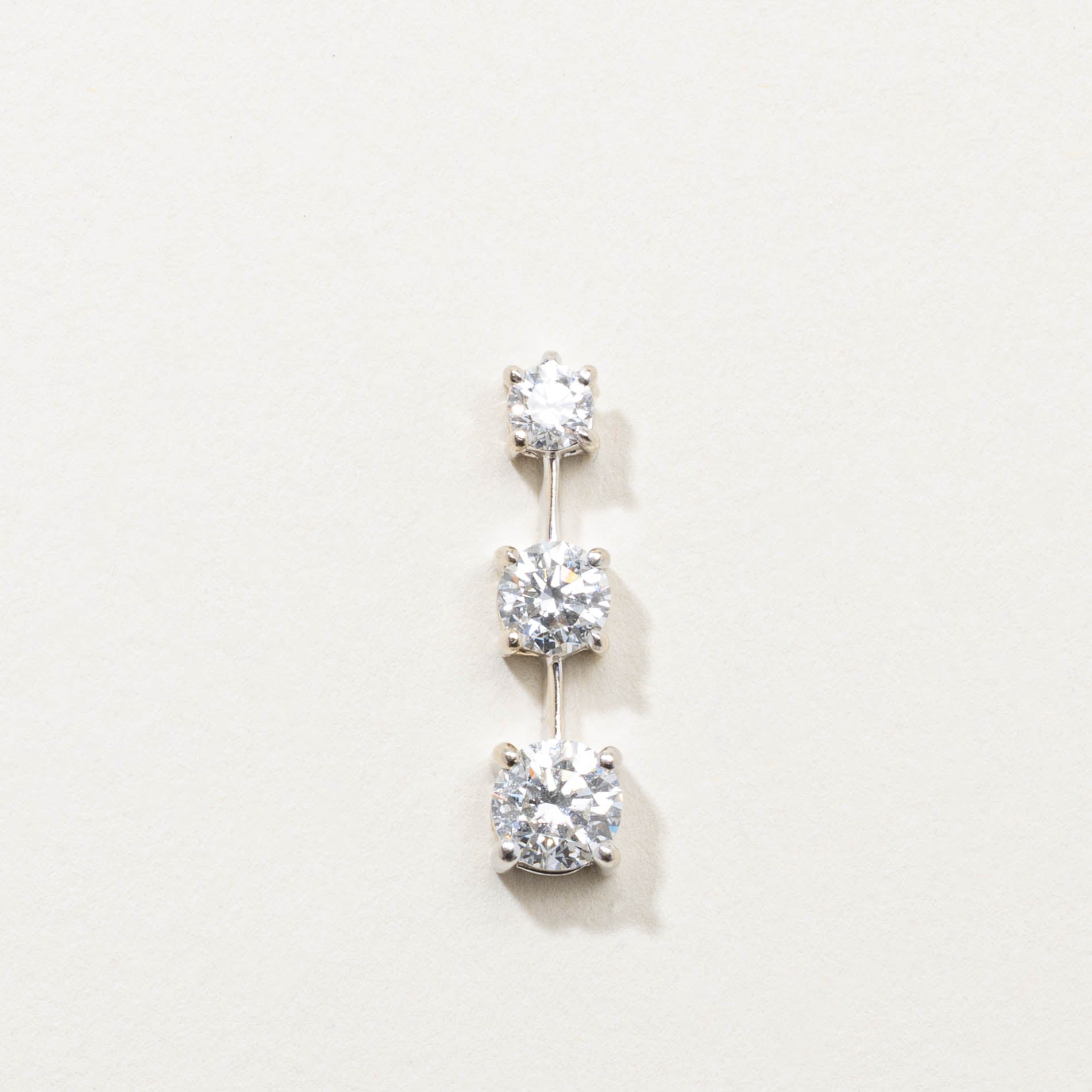 14k Three Stone Diamond Column Pendant | 1.28ctw
