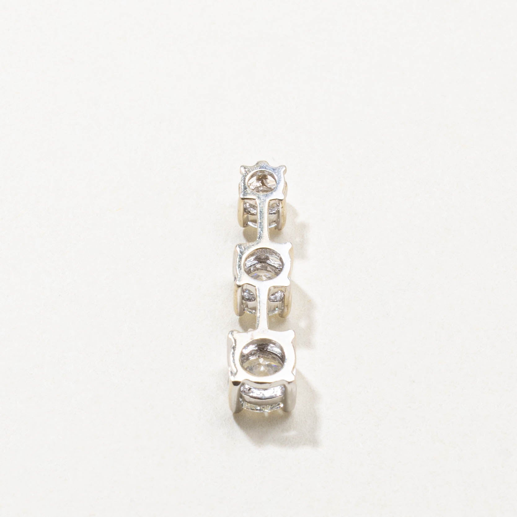 14k Three Stone Diamond Column Pendant | 1.28ctw