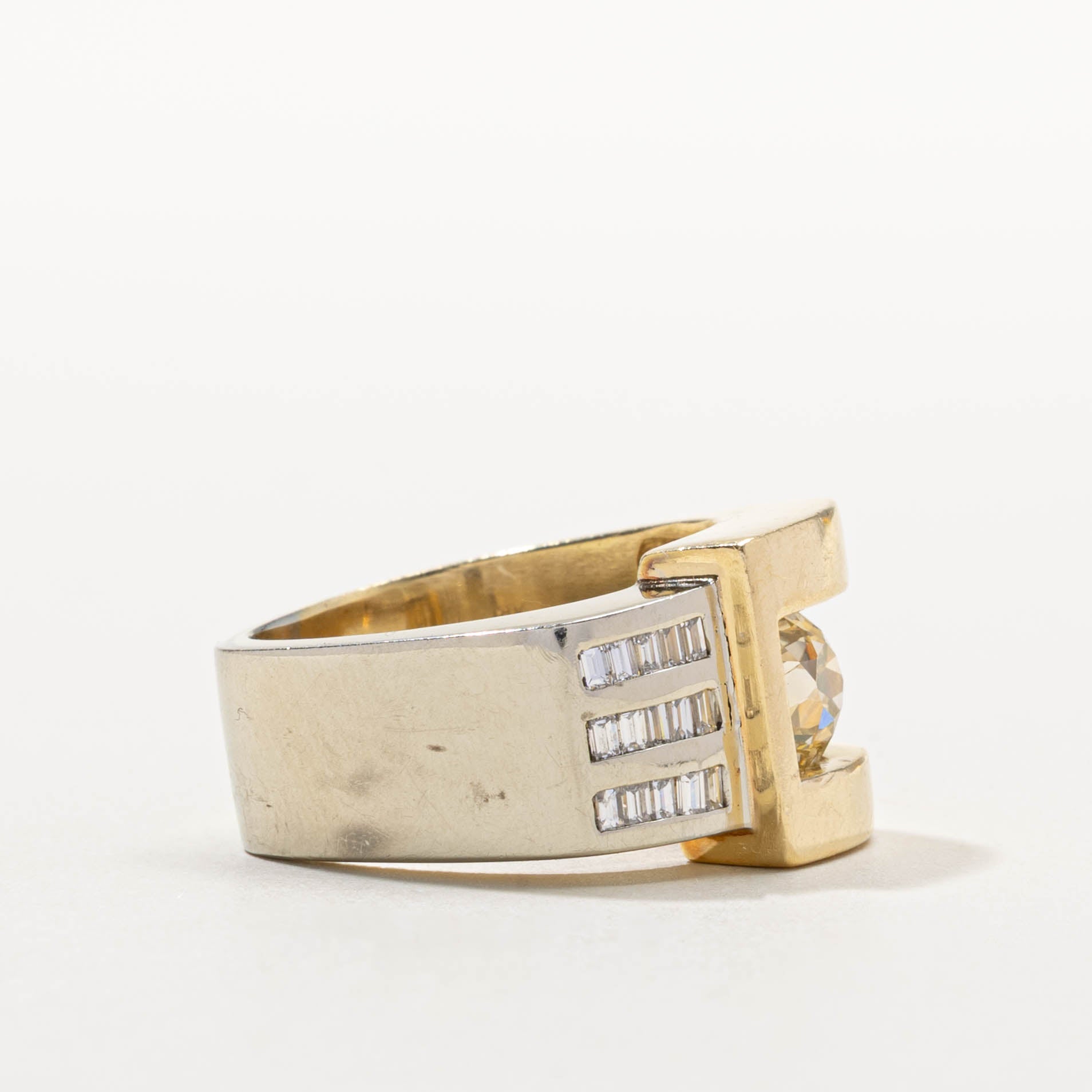 Two Tone Tension Set Diamond Geometric Cocktail Ring | 2.15ctw | SZ 9.25
