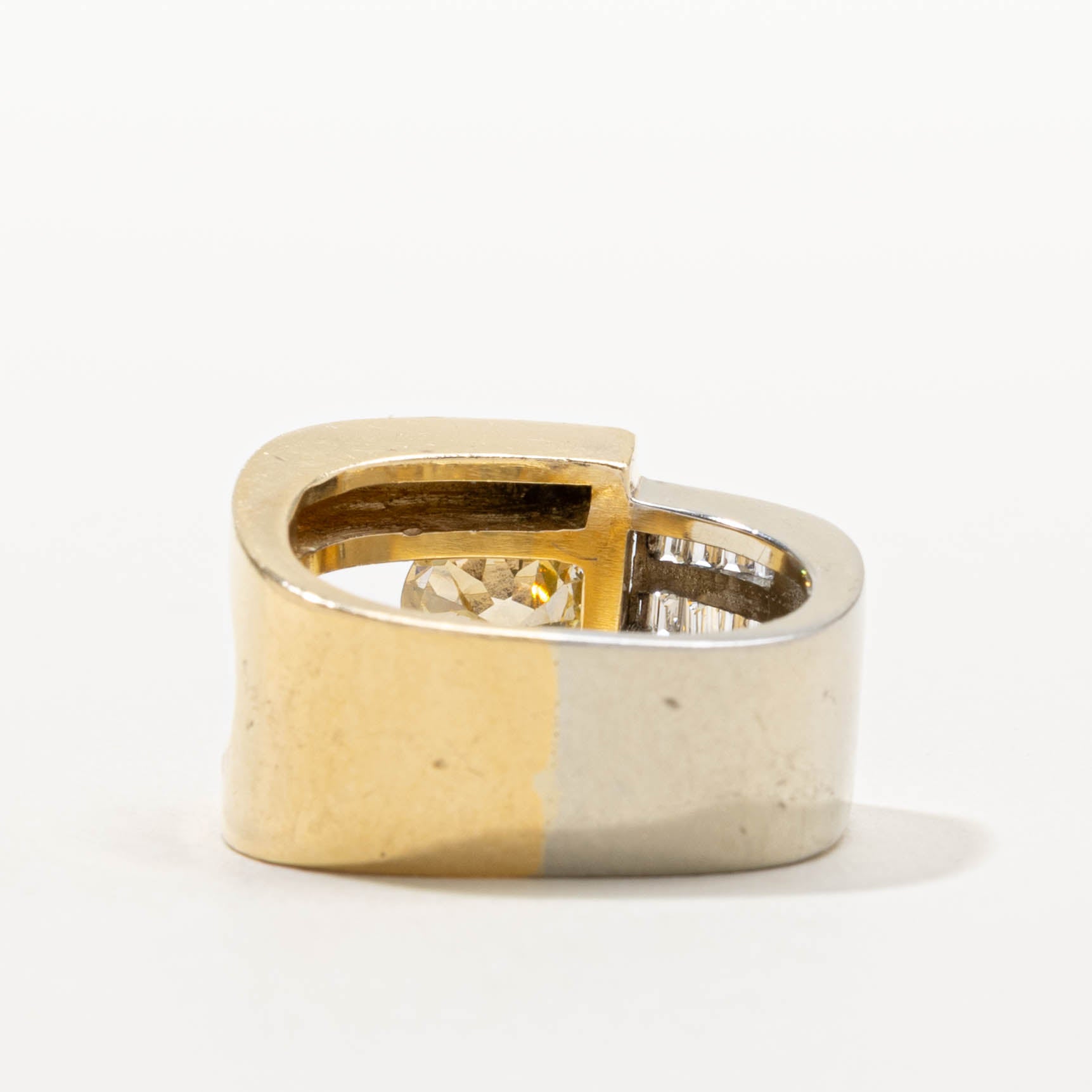 Two Tone Tension Set Diamond Geometric Cocktail Ring | 2.15ctw | SZ 9.25