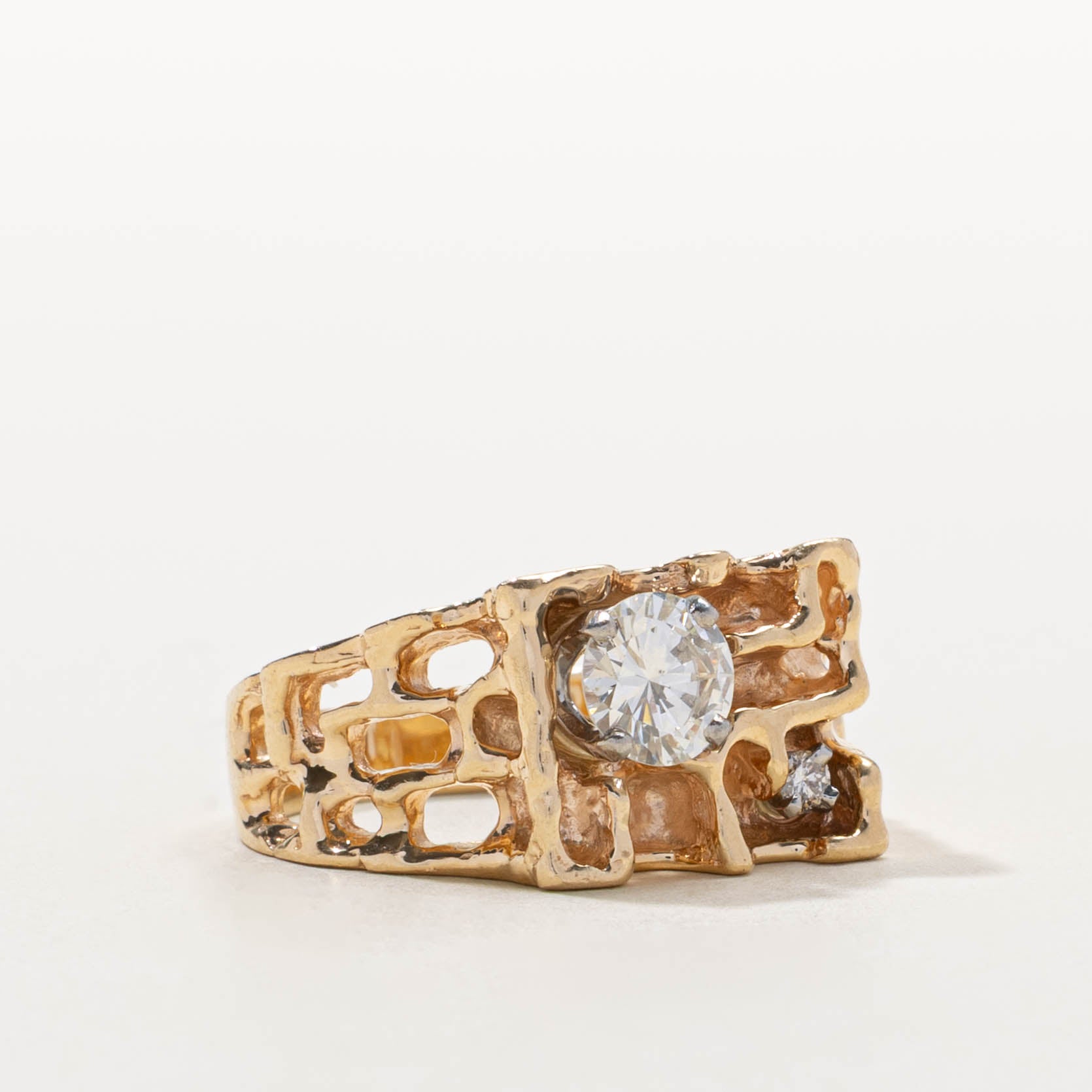14k Diamond Brutalist Cocktail Ring | 1.13ctw | SZ 10.5
