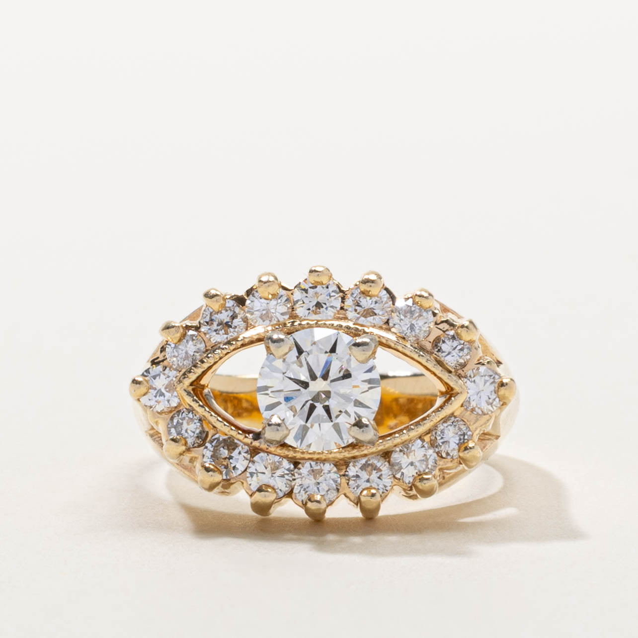 14k Diamond Eye Halo Ring | 1.66ctw | SZ 7.75