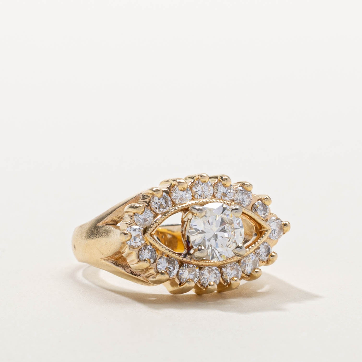 14k Diamond Eye Halo Ring | 1.66ctw | SZ 7.75