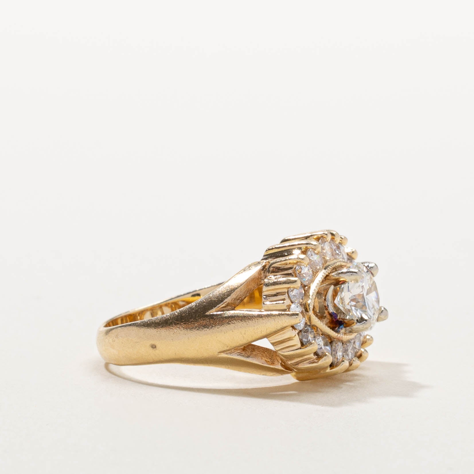 14k Diamond Eye Halo Ring | 1.66ctw | SZ 7.75