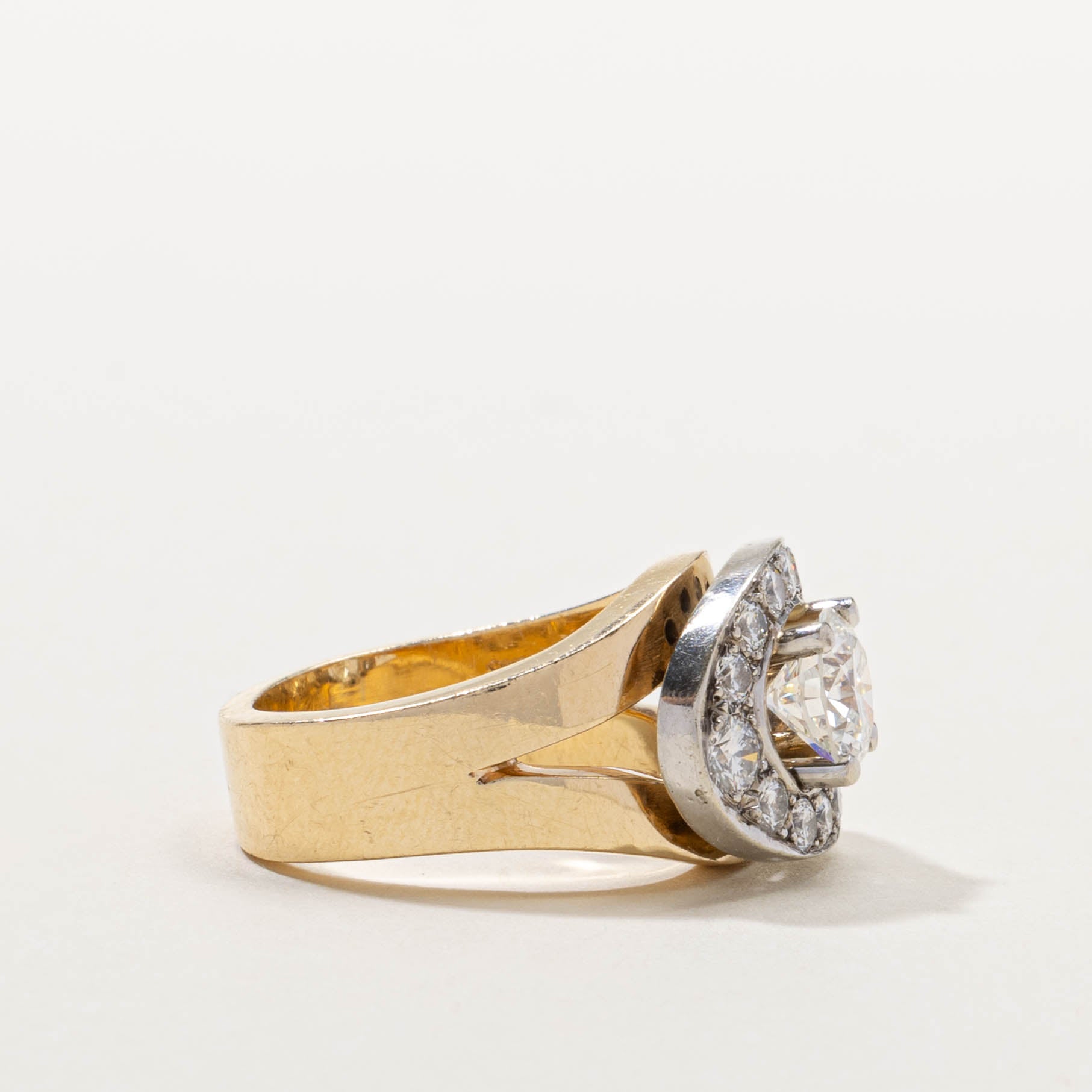 14k Diamond Eye Halo Ring | 1.84ctw | SZ 4.5
