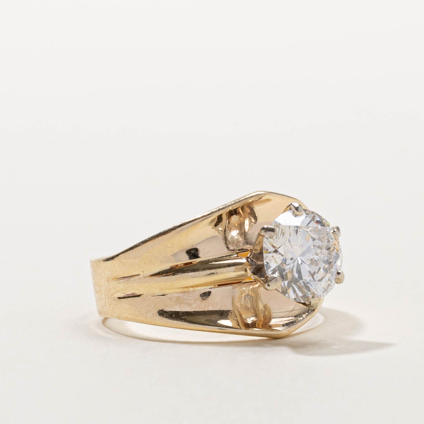 14k Solitaire Diamond Dome Ring | 2.15ct I1/I2 H | SZ 8.75
