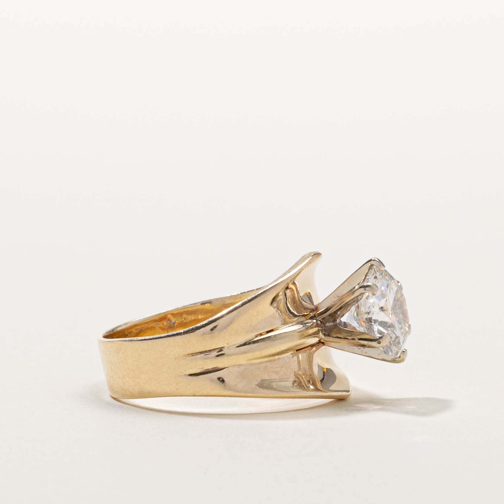 14k Solitaire Diamond Dome Ring | 2.15ct I1/I2 H | SZ 8.75