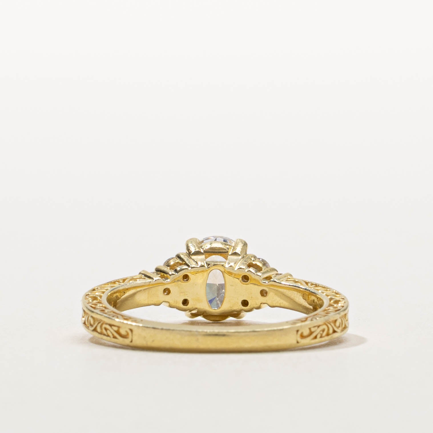 GIA Oval Cut Diamond Ornate Engraved Ring | 1.08ctw | SZ 5.5