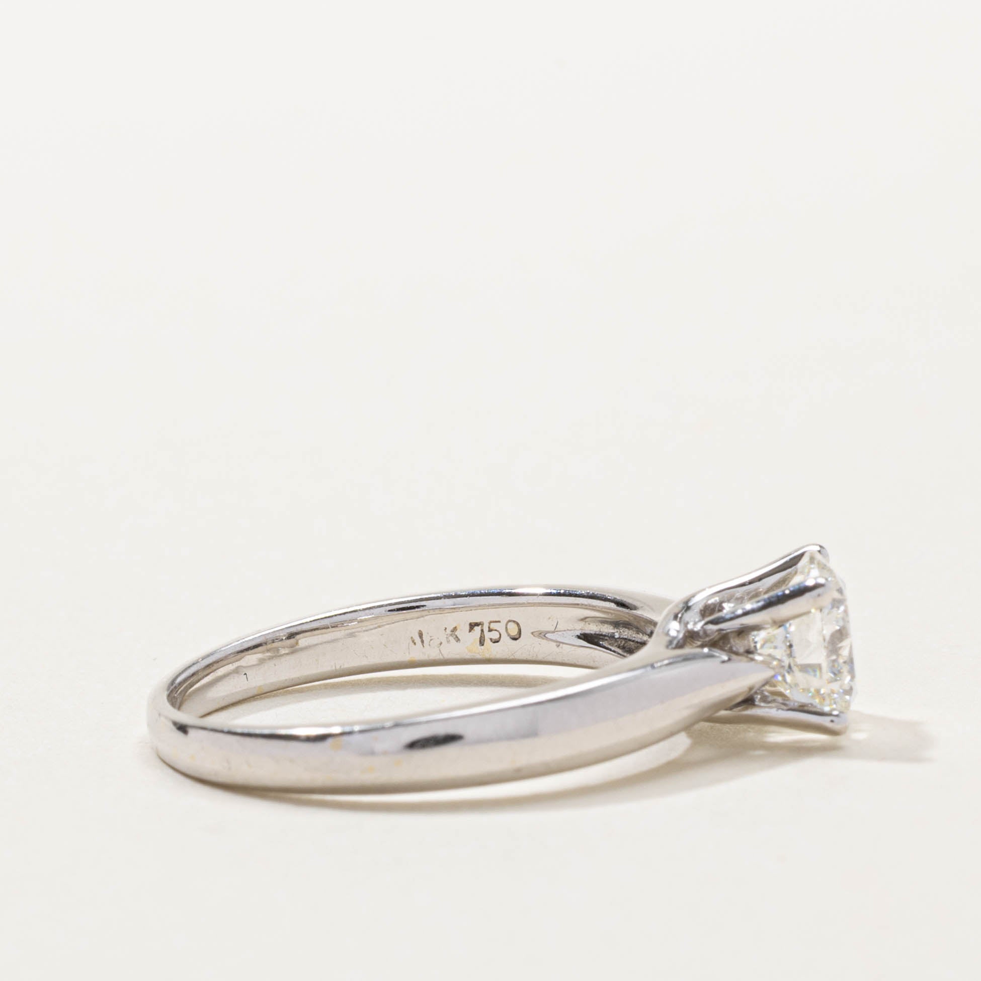 18k Solitaire Diamond Tapered Ring | 1.06ct VS2/SI1 H/I | SZ 7