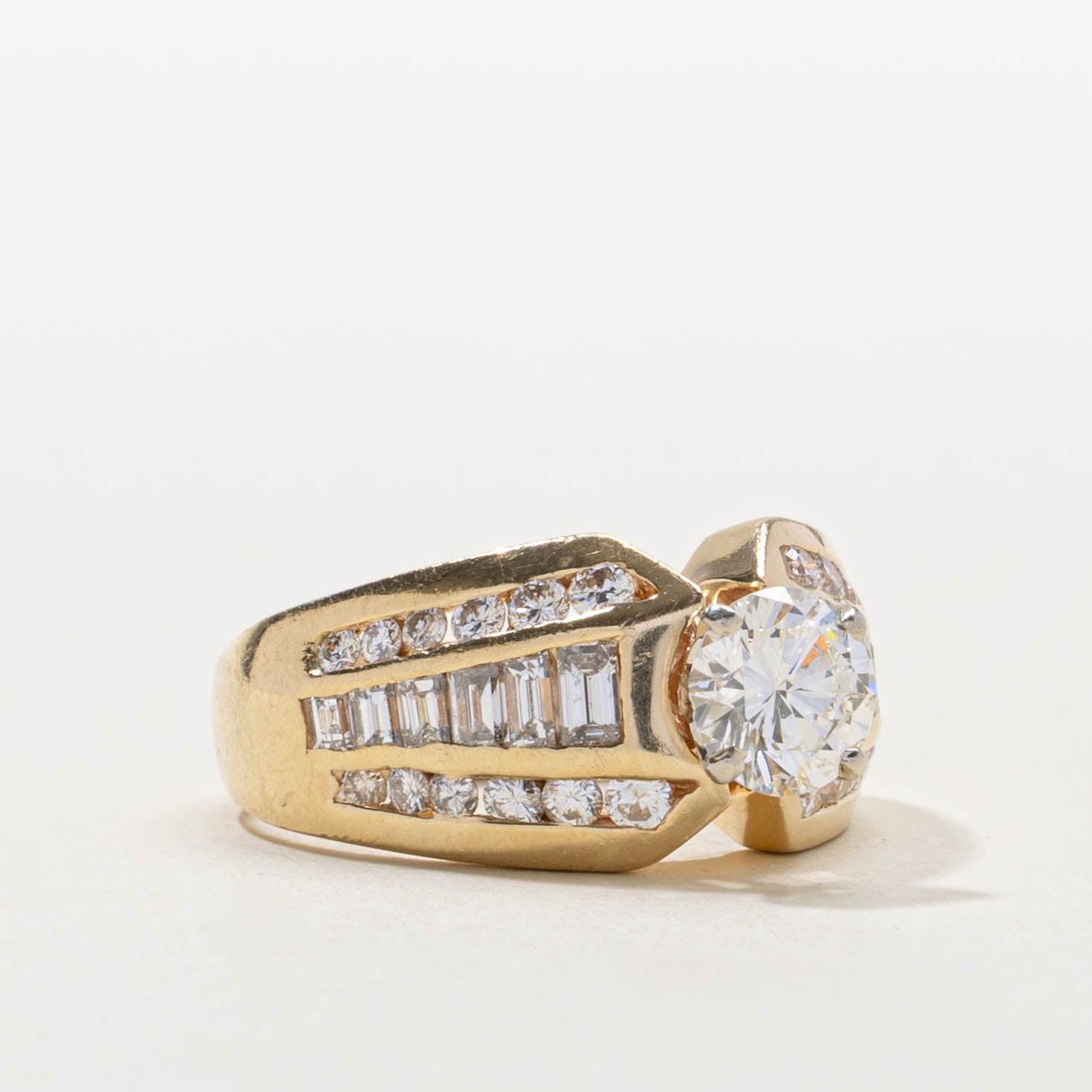 14k Multi Row Baguette Cut Diamond Dome Ring | 2.61ctw | SZ 7.5